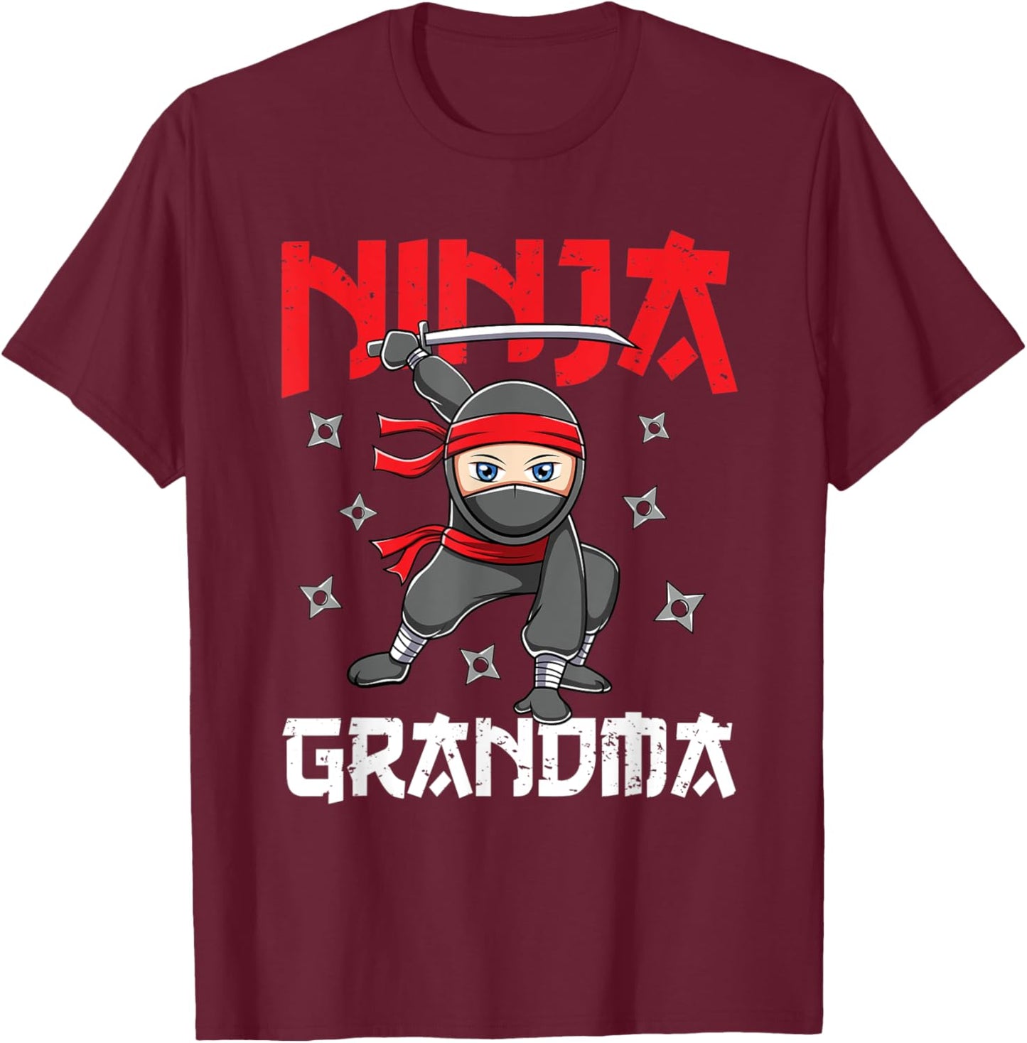 Ninja Grandma Family Matching Ninja Birthday Party T-Shirt - T-Shirt | Maroon