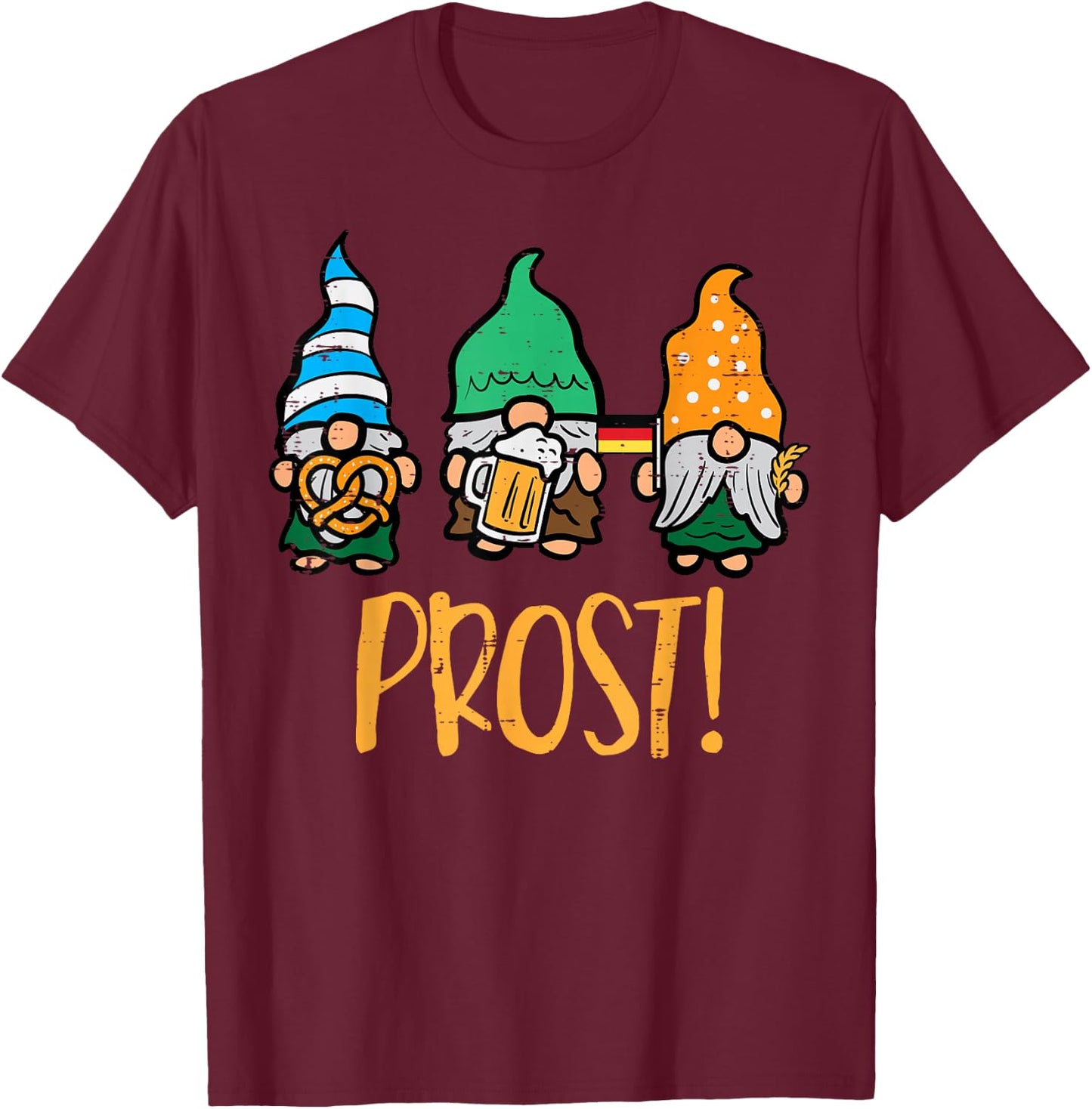 Oktoberfest Gnomes Prost German Bavarian Festival Men Women T-Shirt - T-Shirt | Maroon