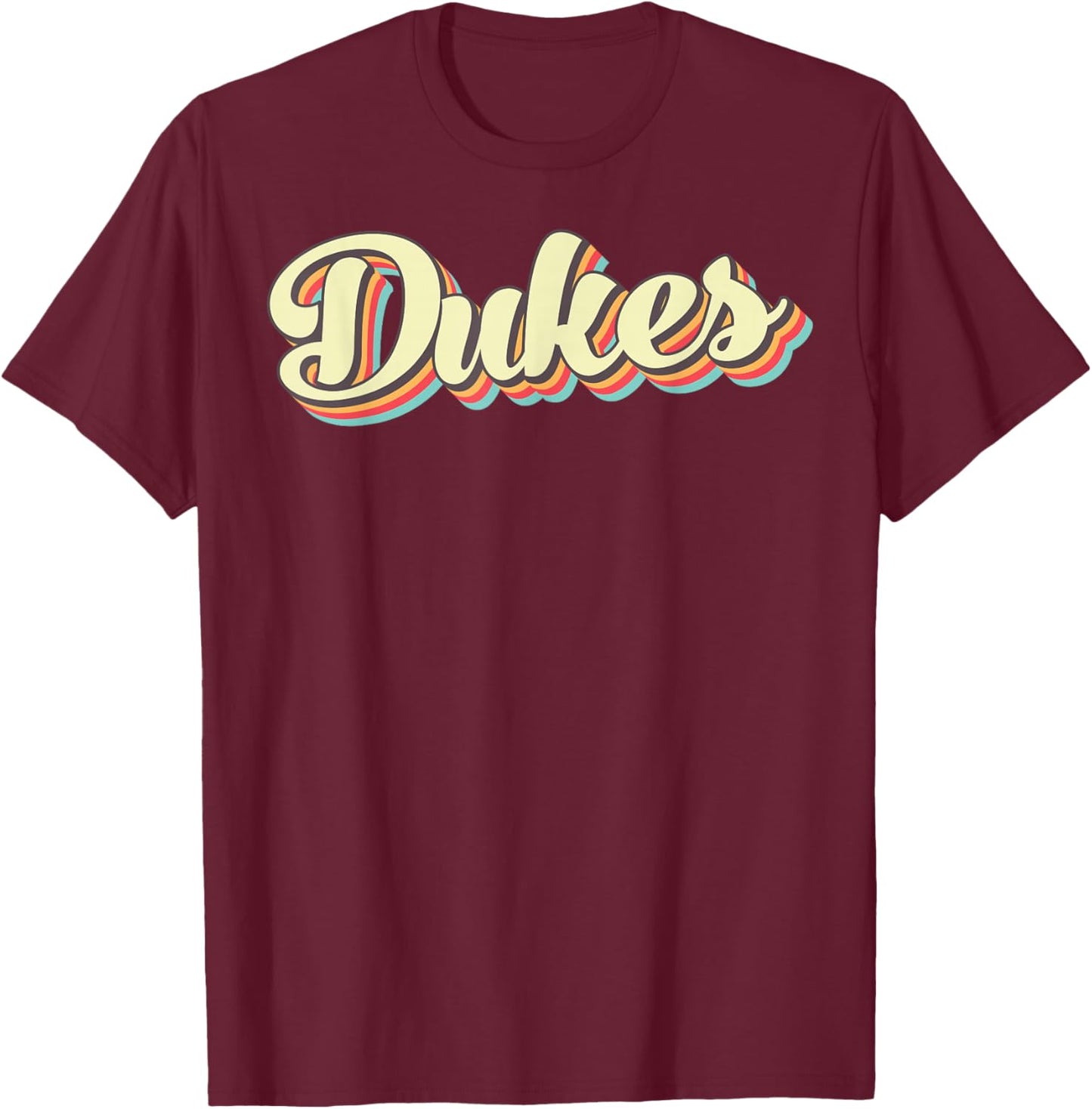 Dukes Retro Art Baseball Font Vintage T-Shirt - T-Shirt | Maroon