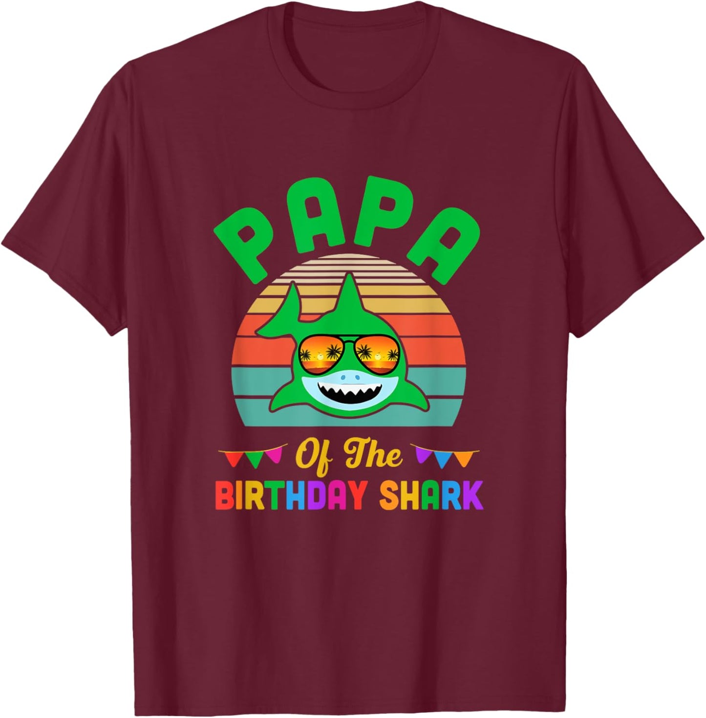 Papa Of The Shark Birthday Papa Matching Family T-Shirt - T-Shirt | Maroon