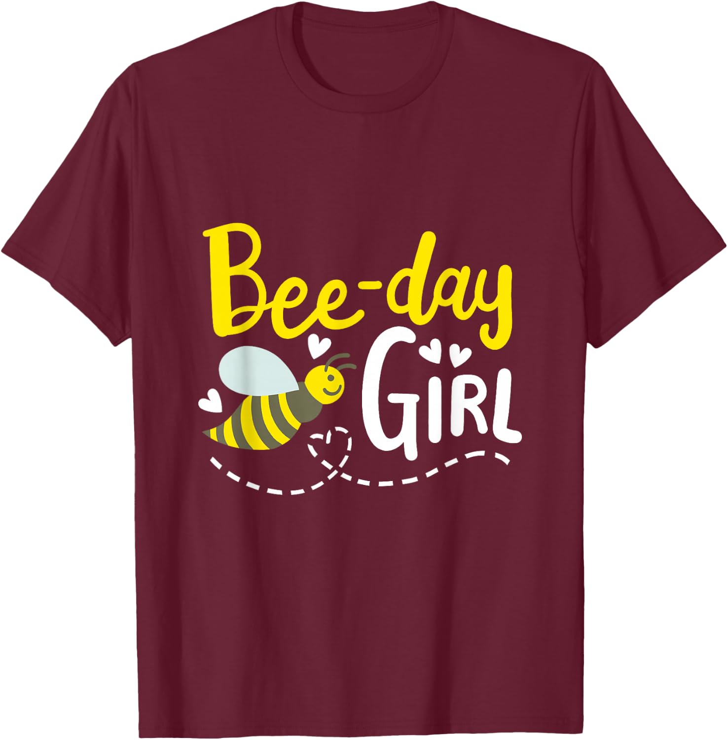 Bee-Day Girl Cute Bee Birthday Party Matching Family Kids T-Shirt - T-Shirt | Maroon
