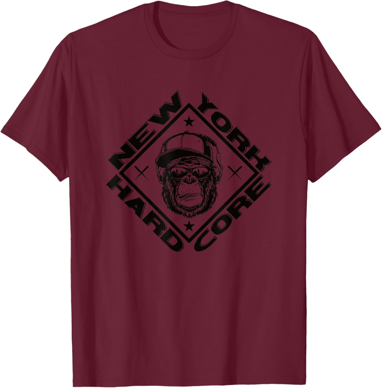 NEW YORK HARDCORE MONKEY is Worldwide NYHC Punks Not Dead T-Shirt - T-Shirt | Maroon