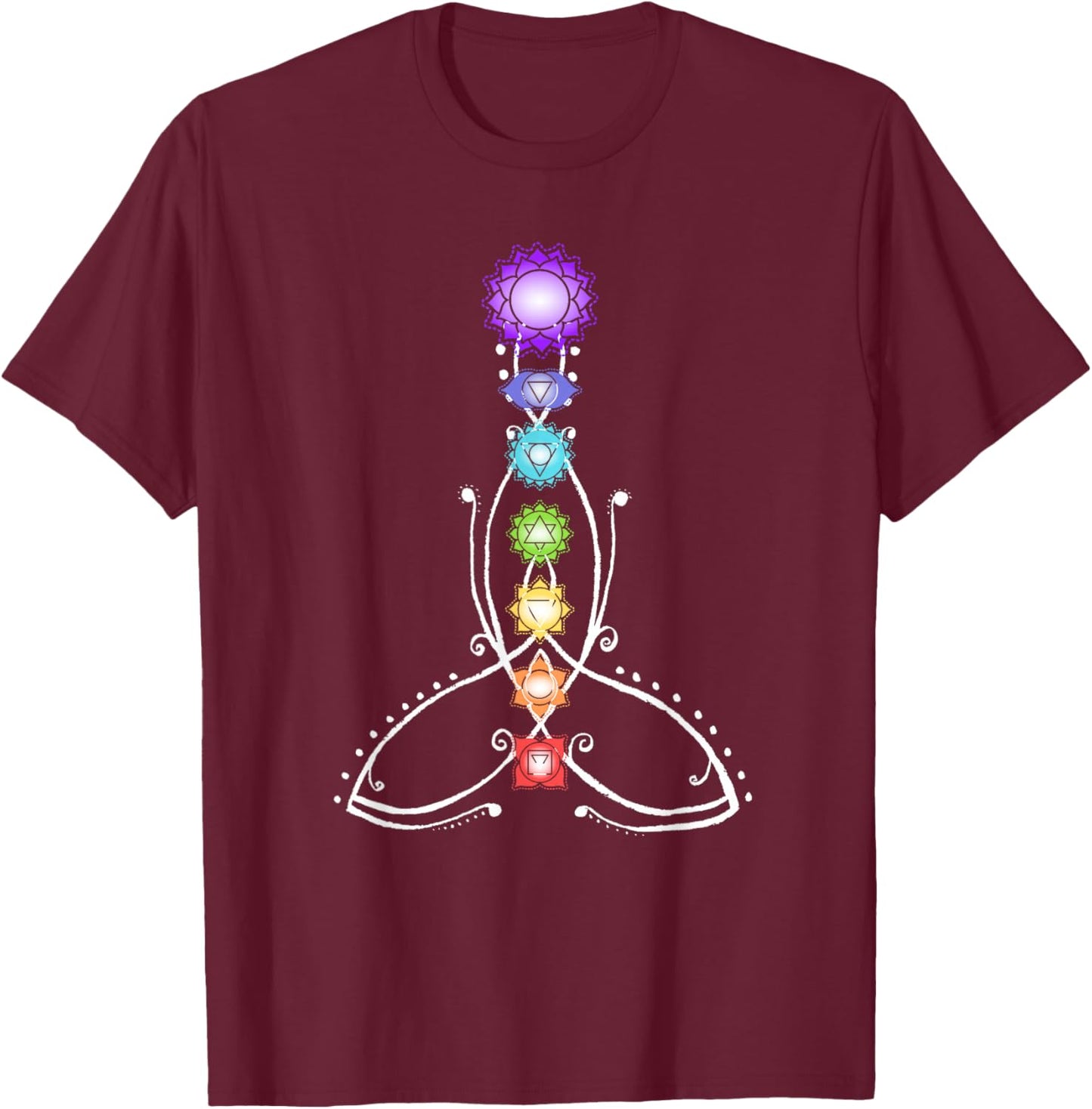 Yoga Meditation Spiritual Body Energy Centres Chakra T-Shirt - T-Shirt | Maroon