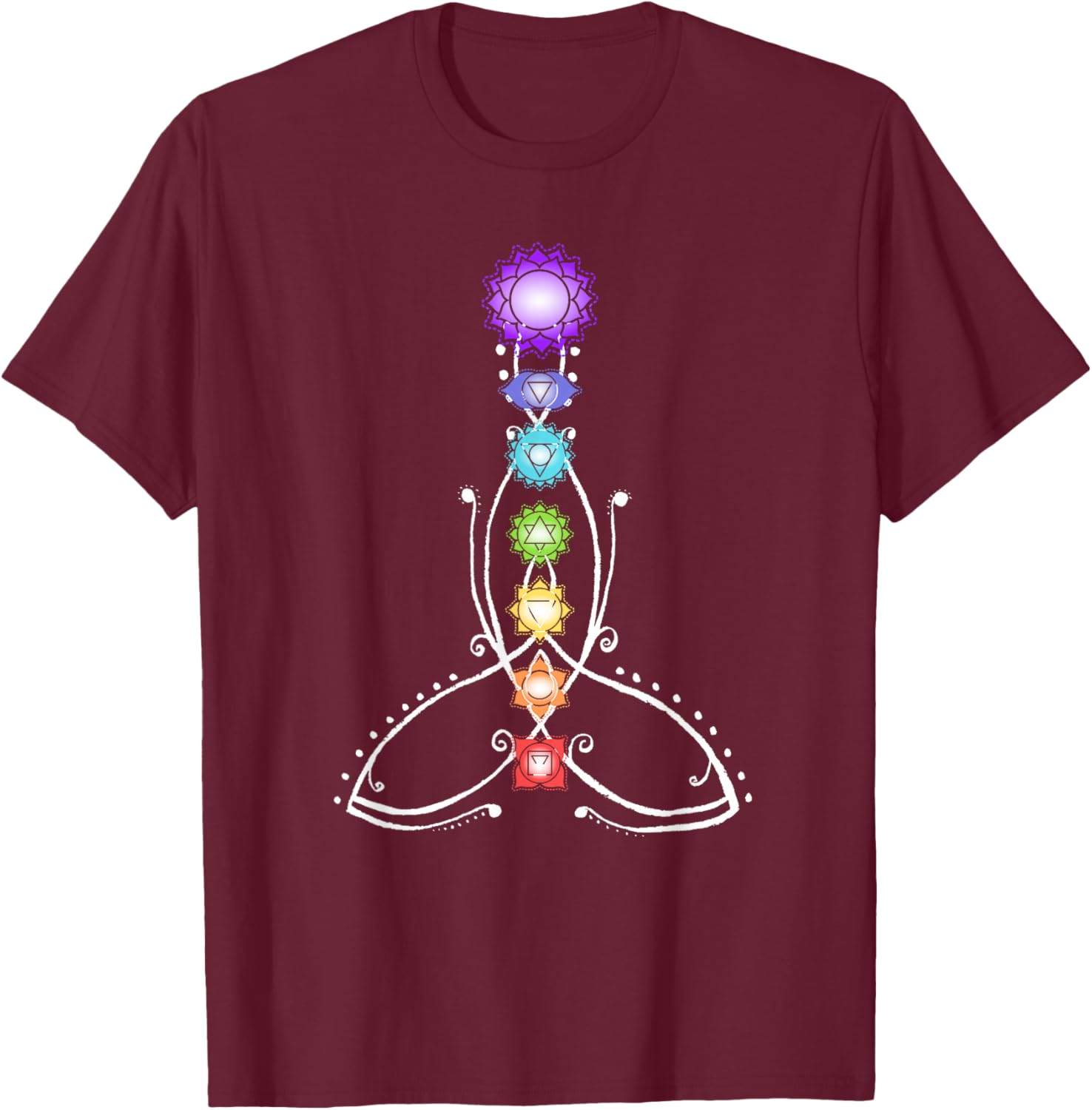 Yoga Meditation Spiritual Body Energy Centres Chakra T-Shirt - T-Shirt | Maroon