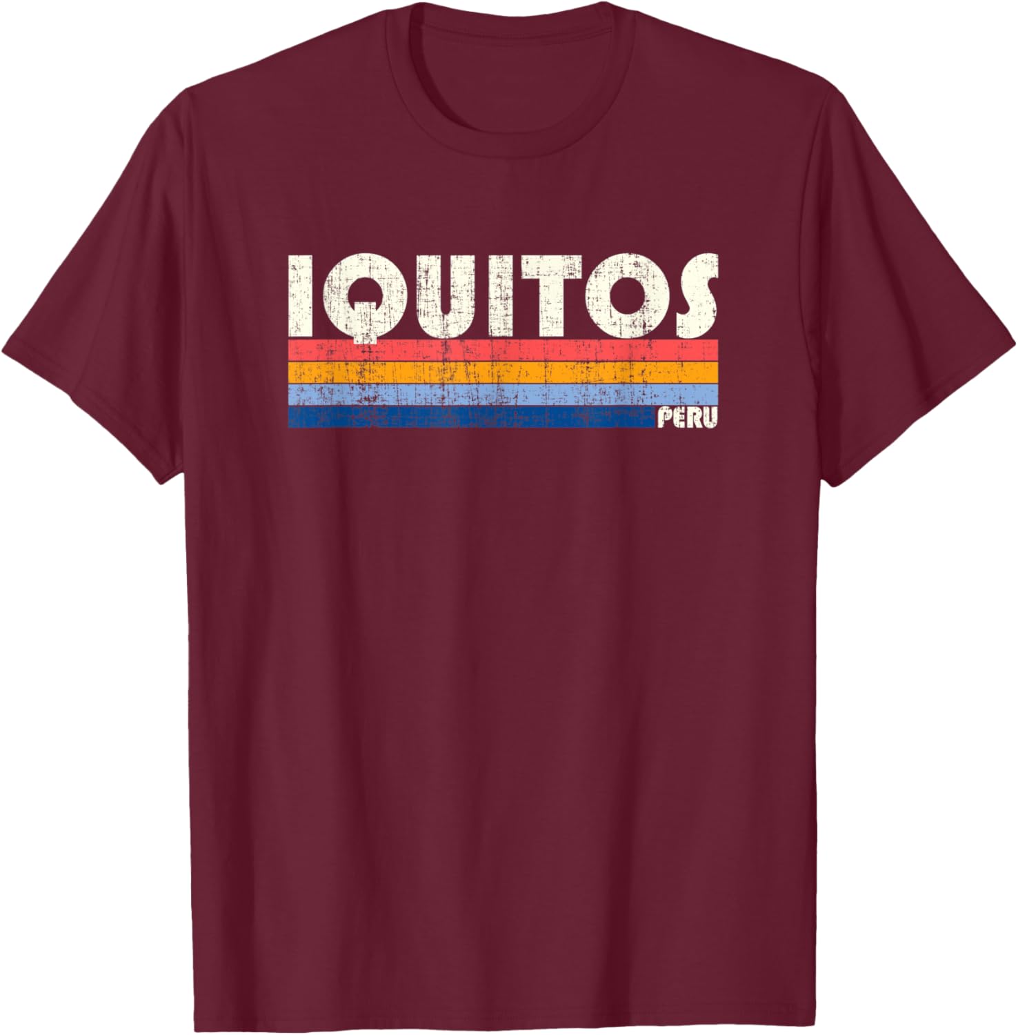Retro Vintage 70s 80s Style Iquitos, Peru T-Shirt - T-Shirt | Maroon
