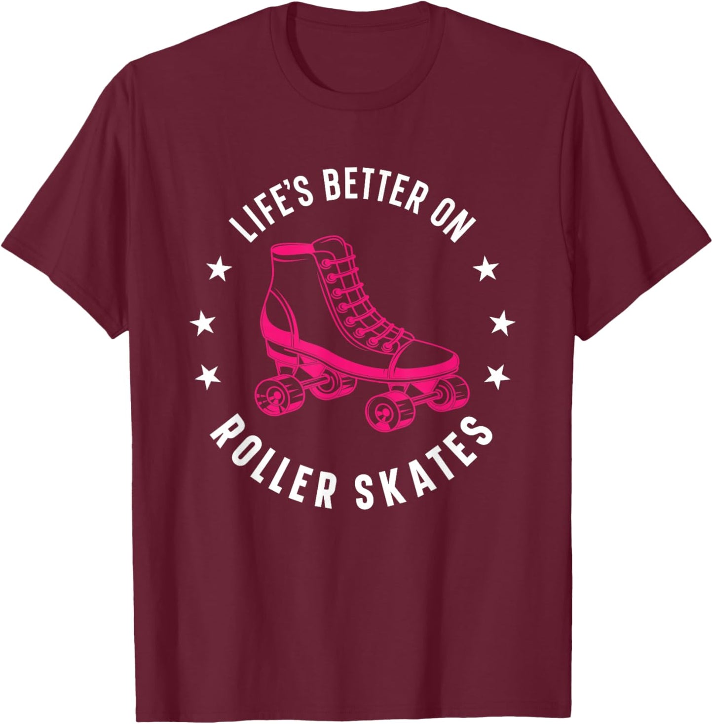 Cool Roller Skating Skate Girl 1970S Retro T-Shirt - T-Shirt | Maroon