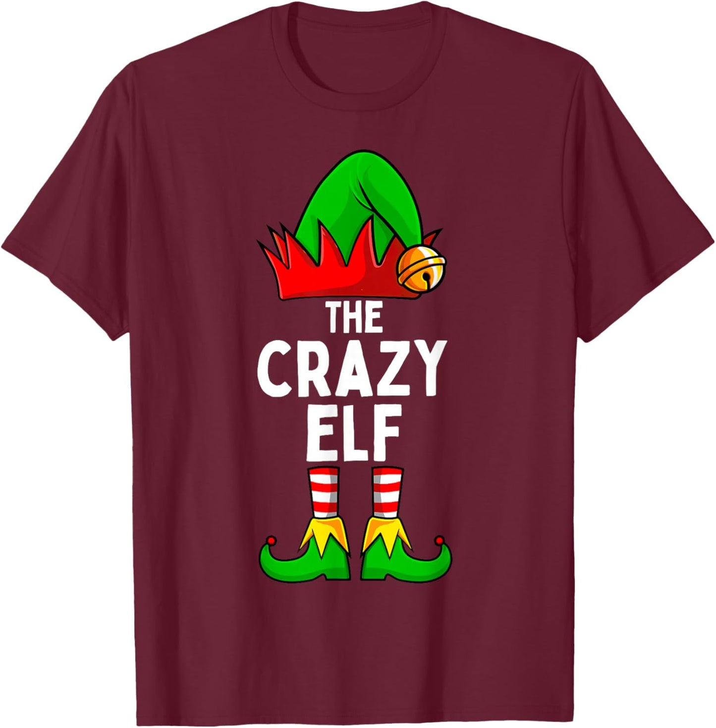 Crazy Elf Matching Family Christmas T-Shirt - T-Shirt | Maroon
