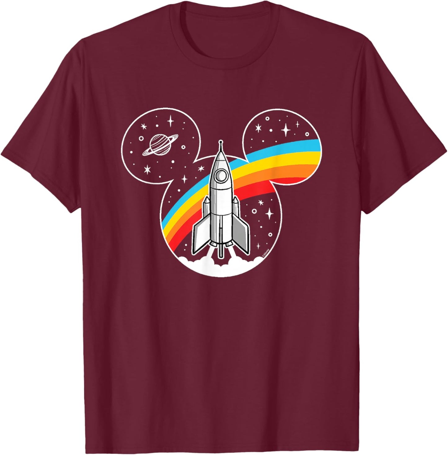 Mickey Mouse - Retro Space T-Shirt - T-Shirt | Maroon
