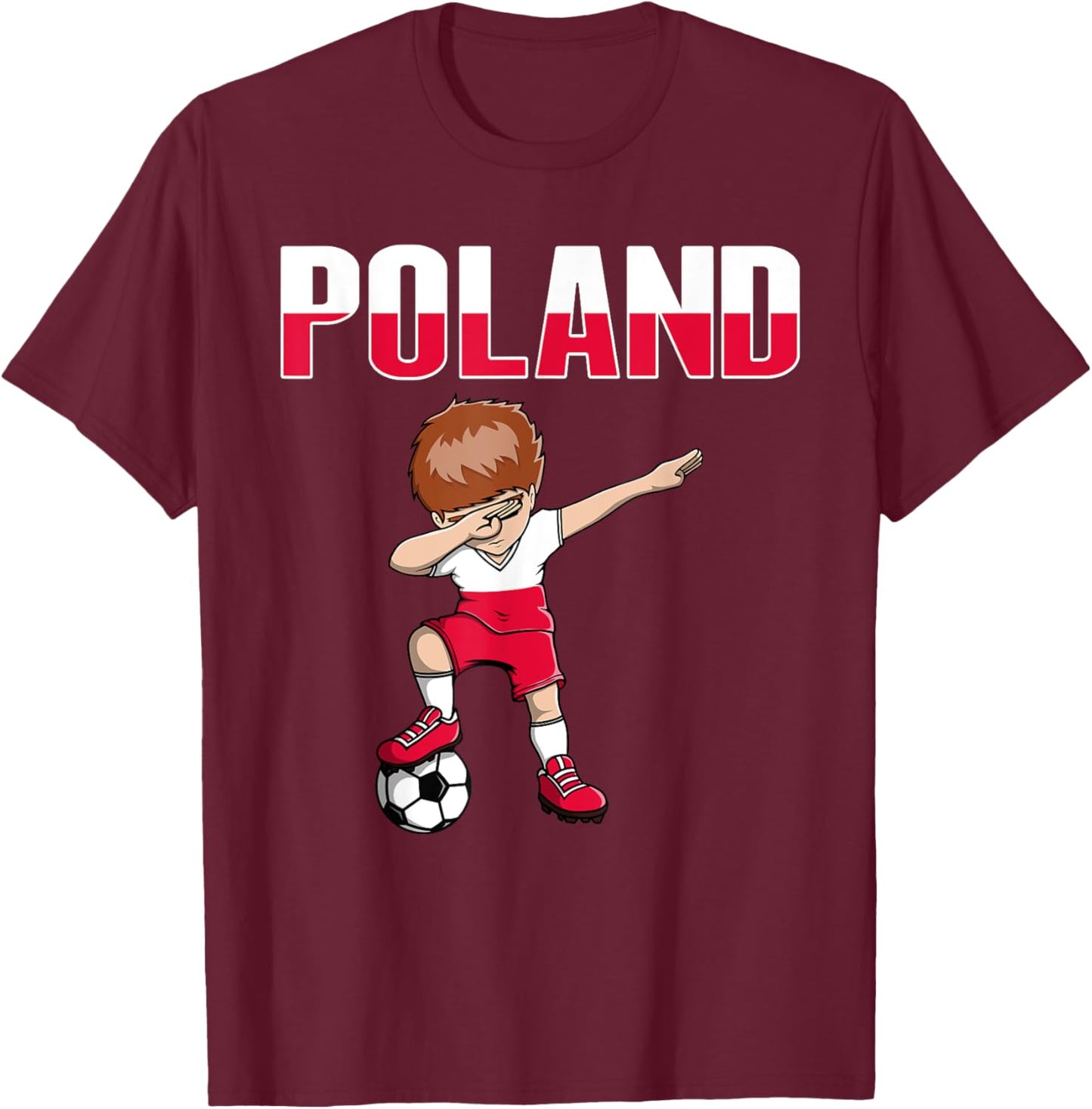Dabbing Soccer Boy Poland Soccer Fans Jersey Polish Football T-Shirt - T-Shirt | Maroon