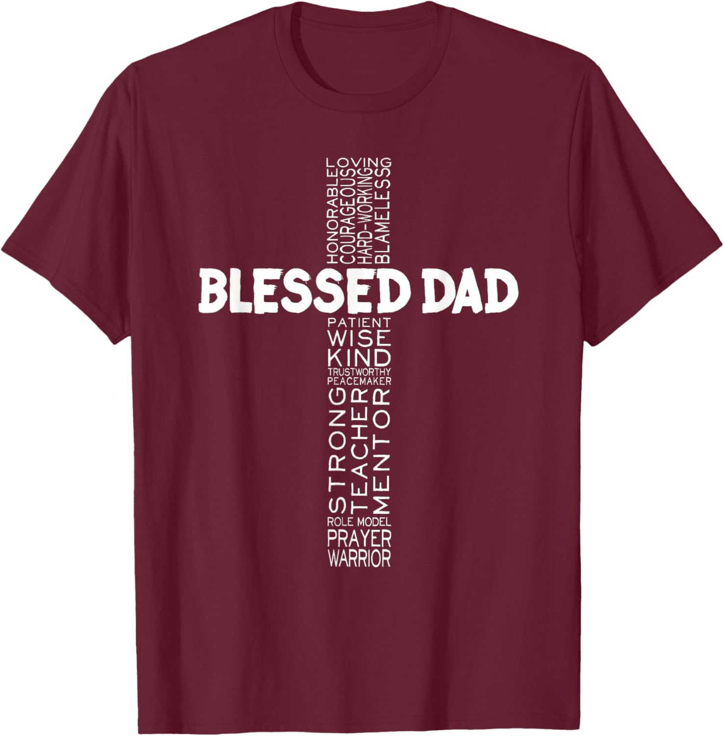 Father's Day Gift Dad Husband Blessed Dad Christian T-Shirt - T-Shirt | Maroon