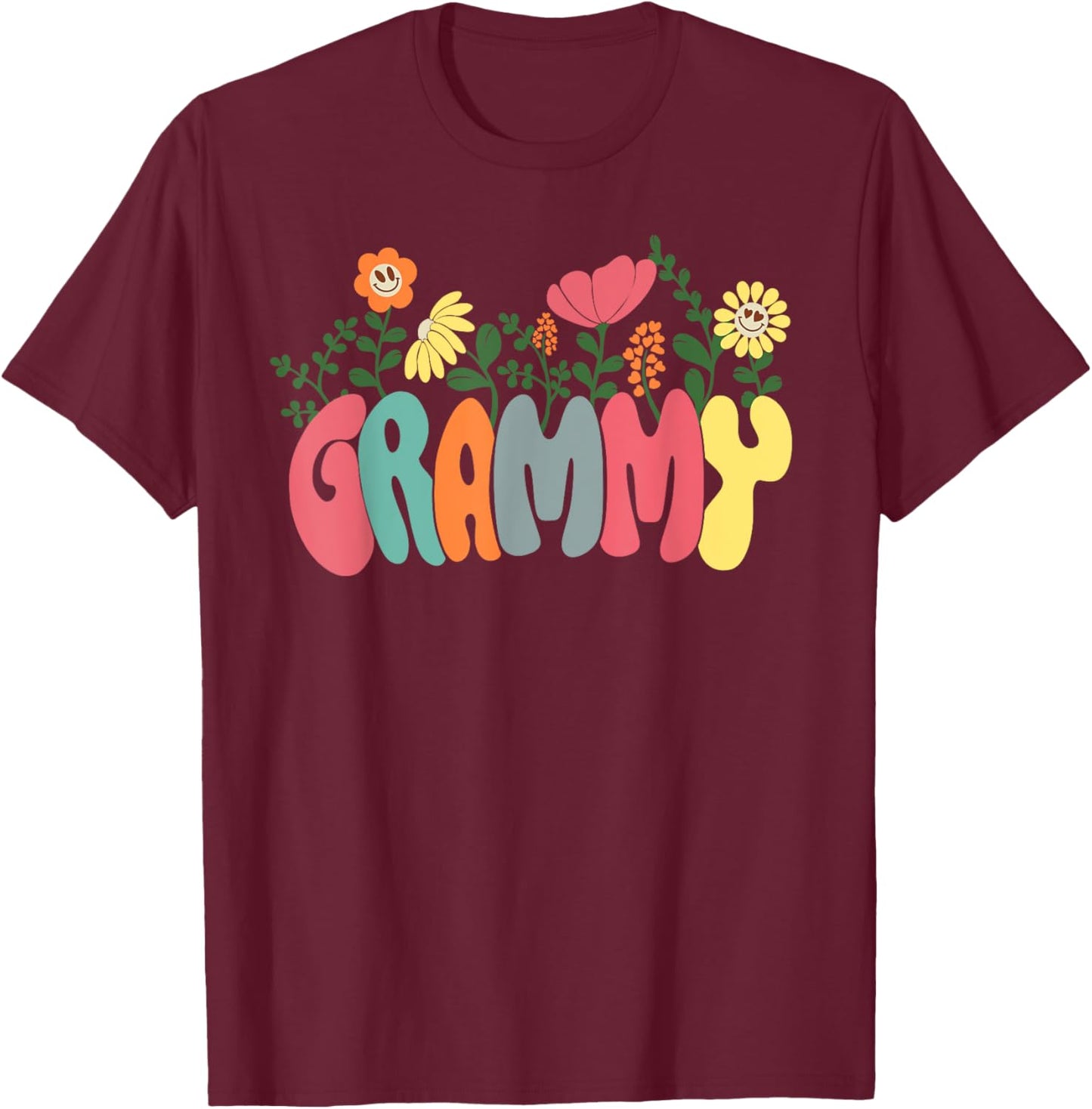 Floral Grammy Cute Grammy Mothers Day T-Shirt - T-Shirt | Maroon