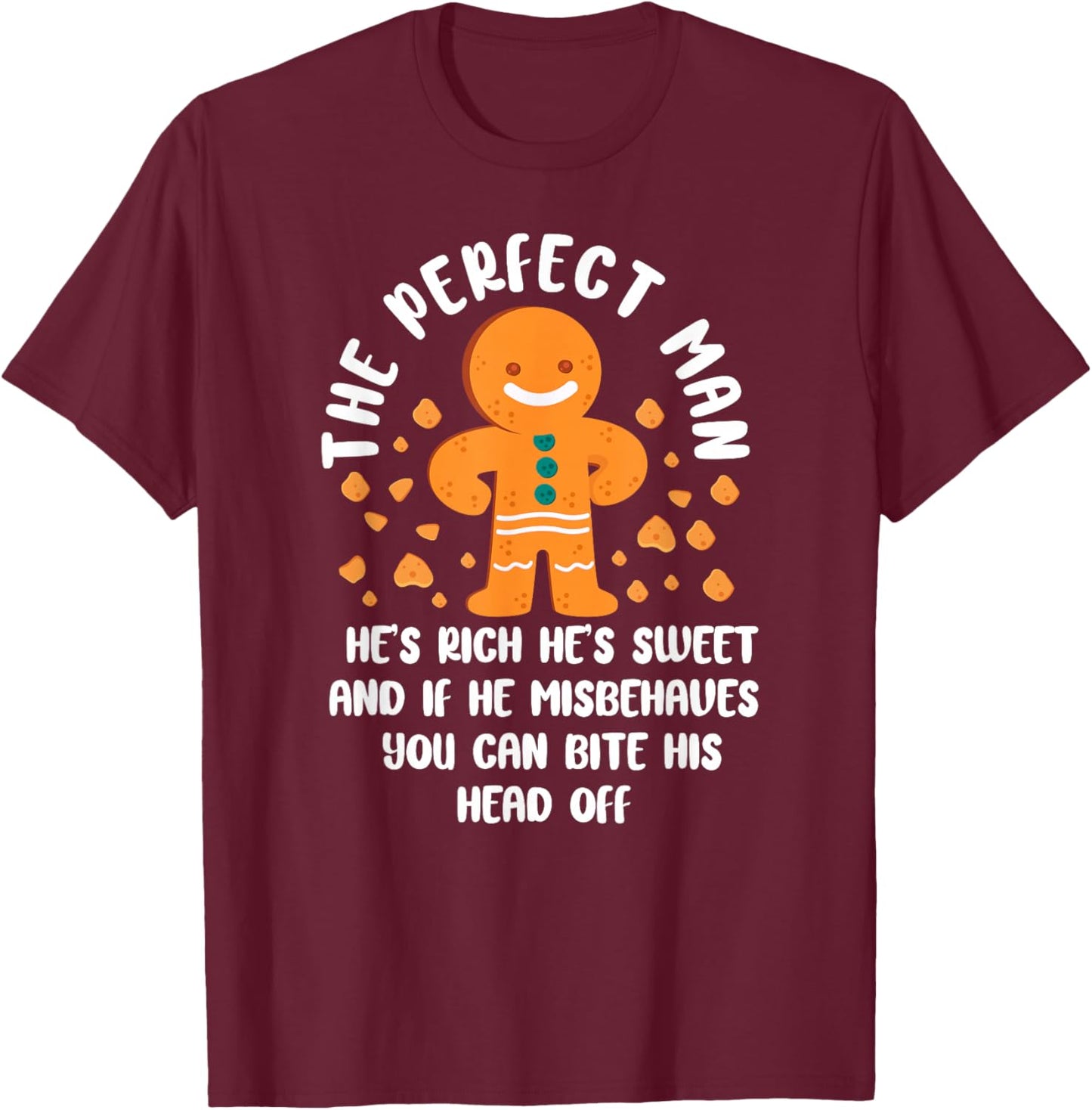 Bake Baking Christmas Gingerbread Man T-Shirt - T-Shirt | Maroon