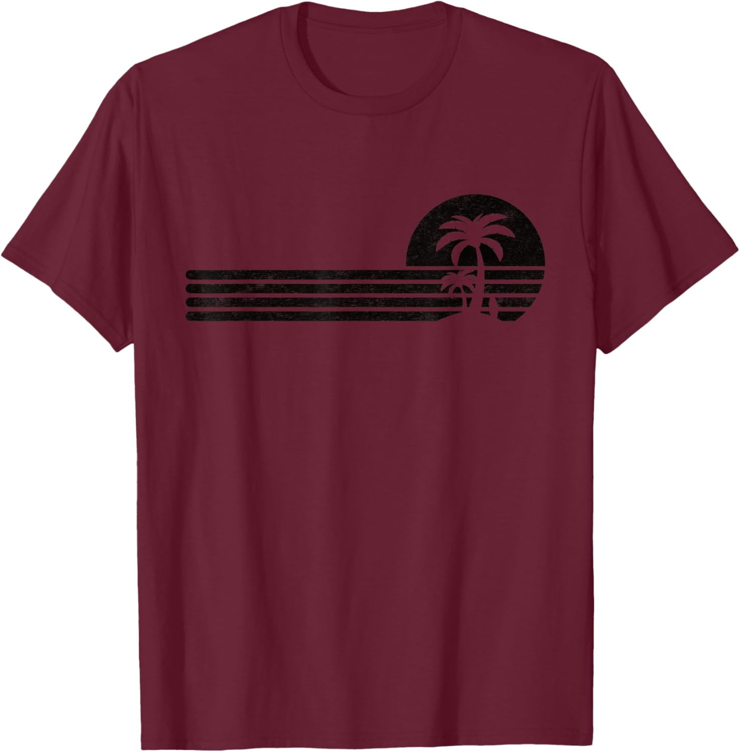 Palm Tree Retro Vintage Tropical Island Beach Vacation Surf Women Kids T-Shirt - T-Shirt | Maroon