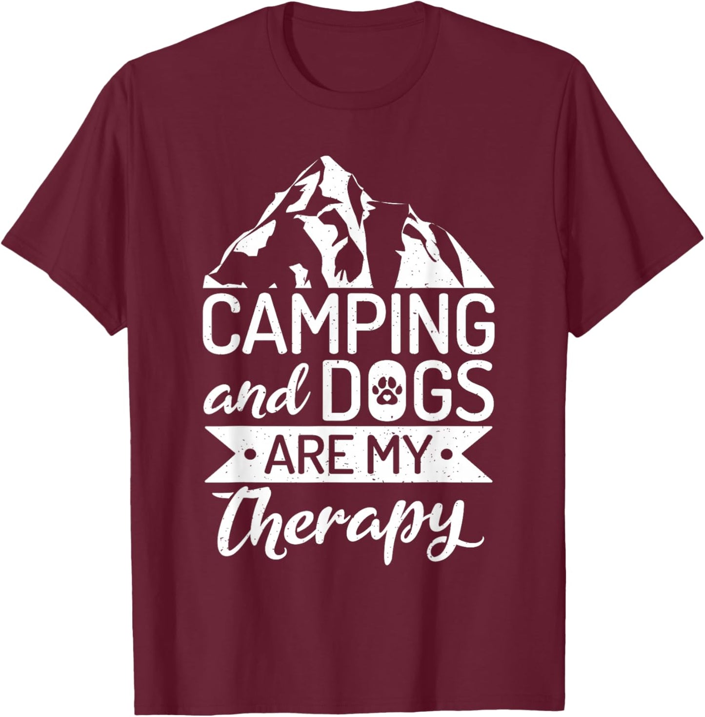 Camping and Dogs are my Therapy Travel Nature RV Camping T-Shirt - T-Shirt | Maroon
