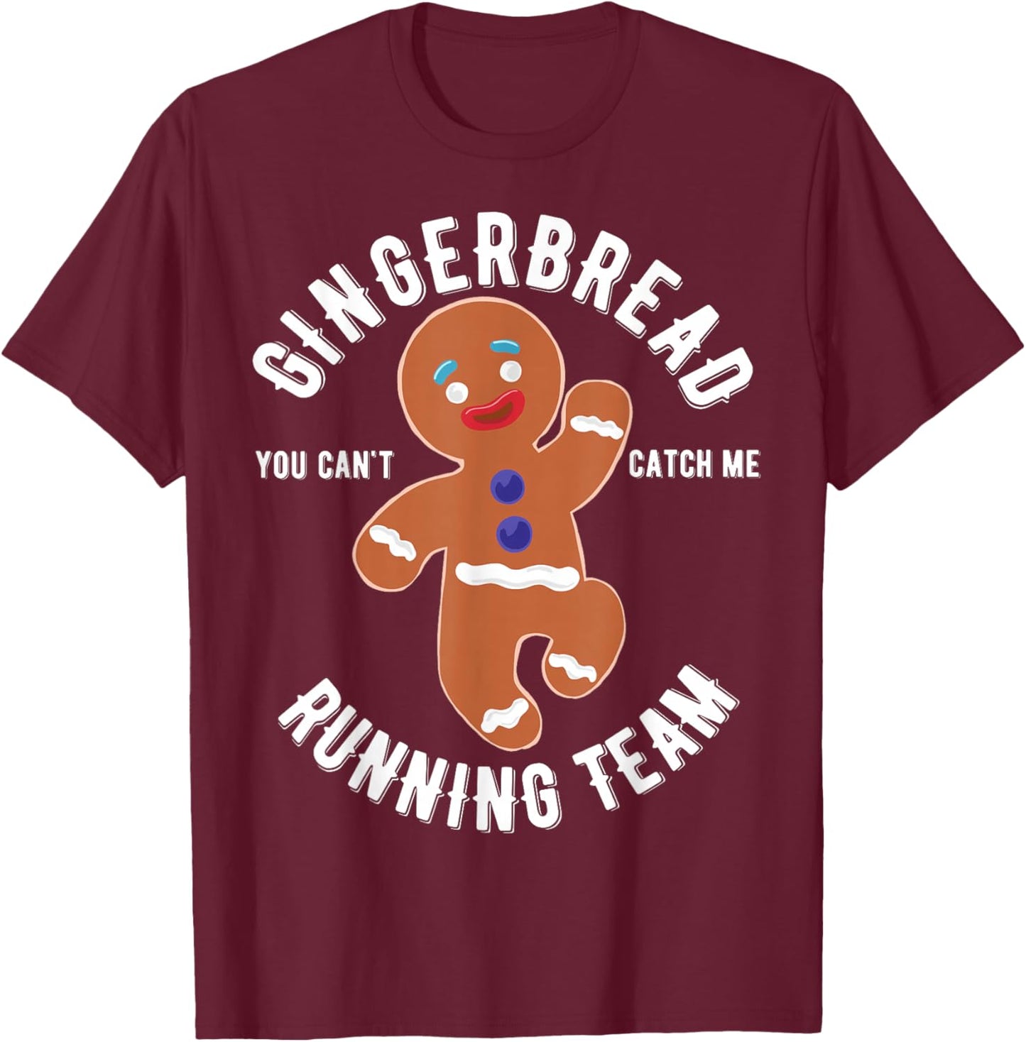 Miftees Christmas Gingerbread Running Team Adult Black Short Sleeve Classic Fit T-Shirt - T-Shirt | Maroon