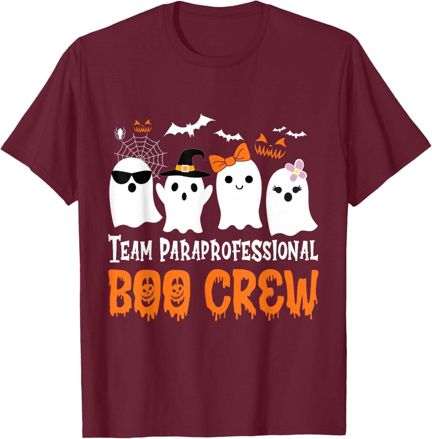 Team Paraprofessional Boo Crew Halloween Ghost T-Shirt - T-Shirt | Maroon