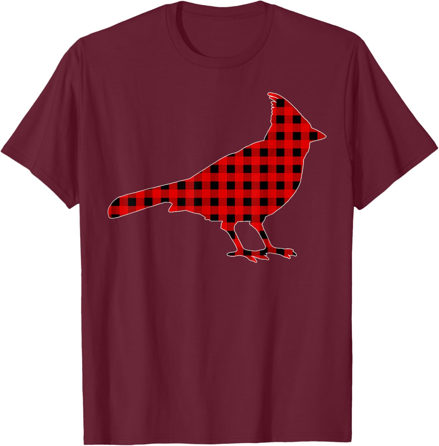 Matching Funny Buffalo Plaid Cardinal Bird Christmas Pajama T-Shirt - T-Shirt | Maroon
