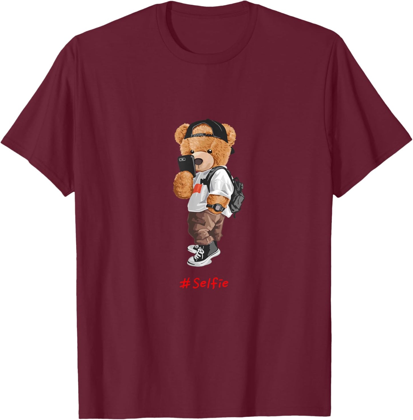 Men's Women's Kids Teddy Bear Graphic Cool Designs Funny Small T-Shirt - T-Shirt | Maroon