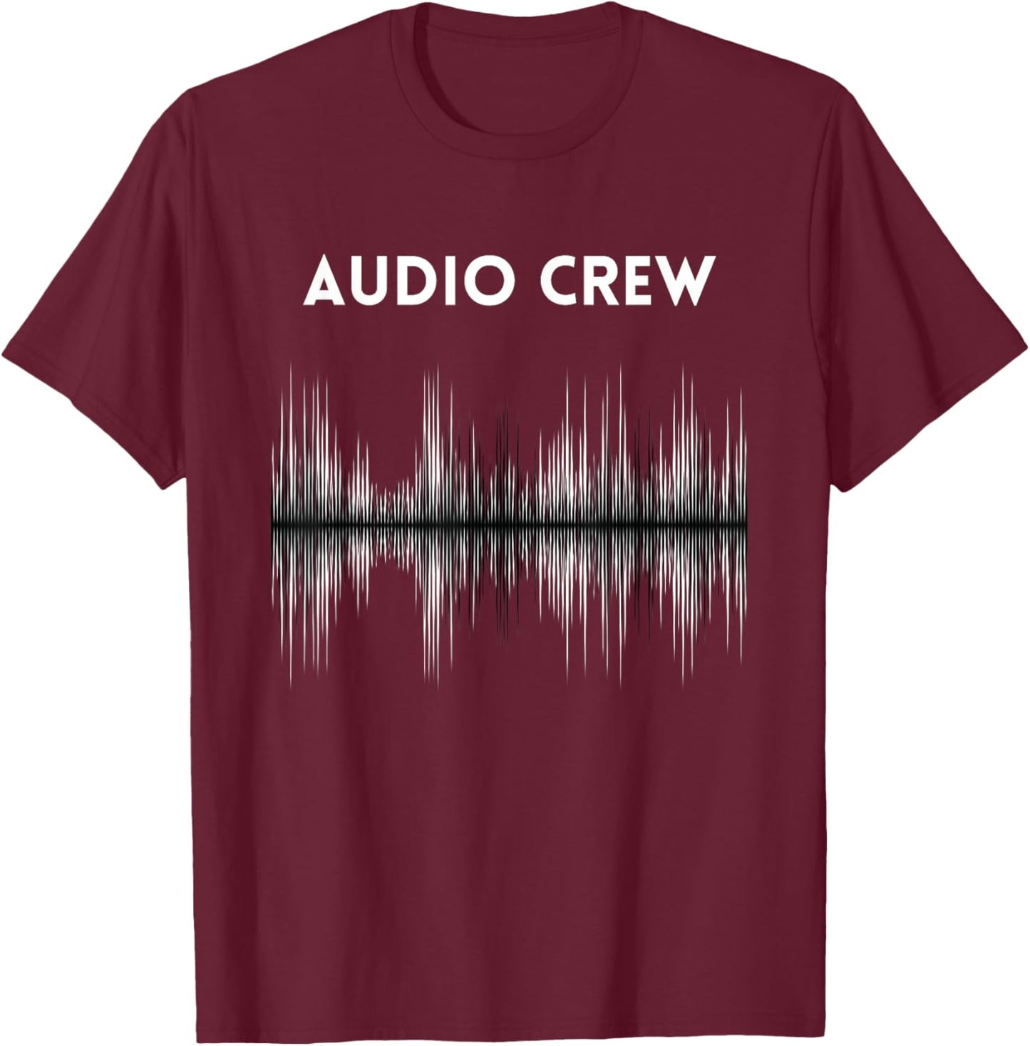 AUDIO CREW Uniform, White & Black Sound Waves, Audio Visual T-Shirt - T-Shirt | Maroon