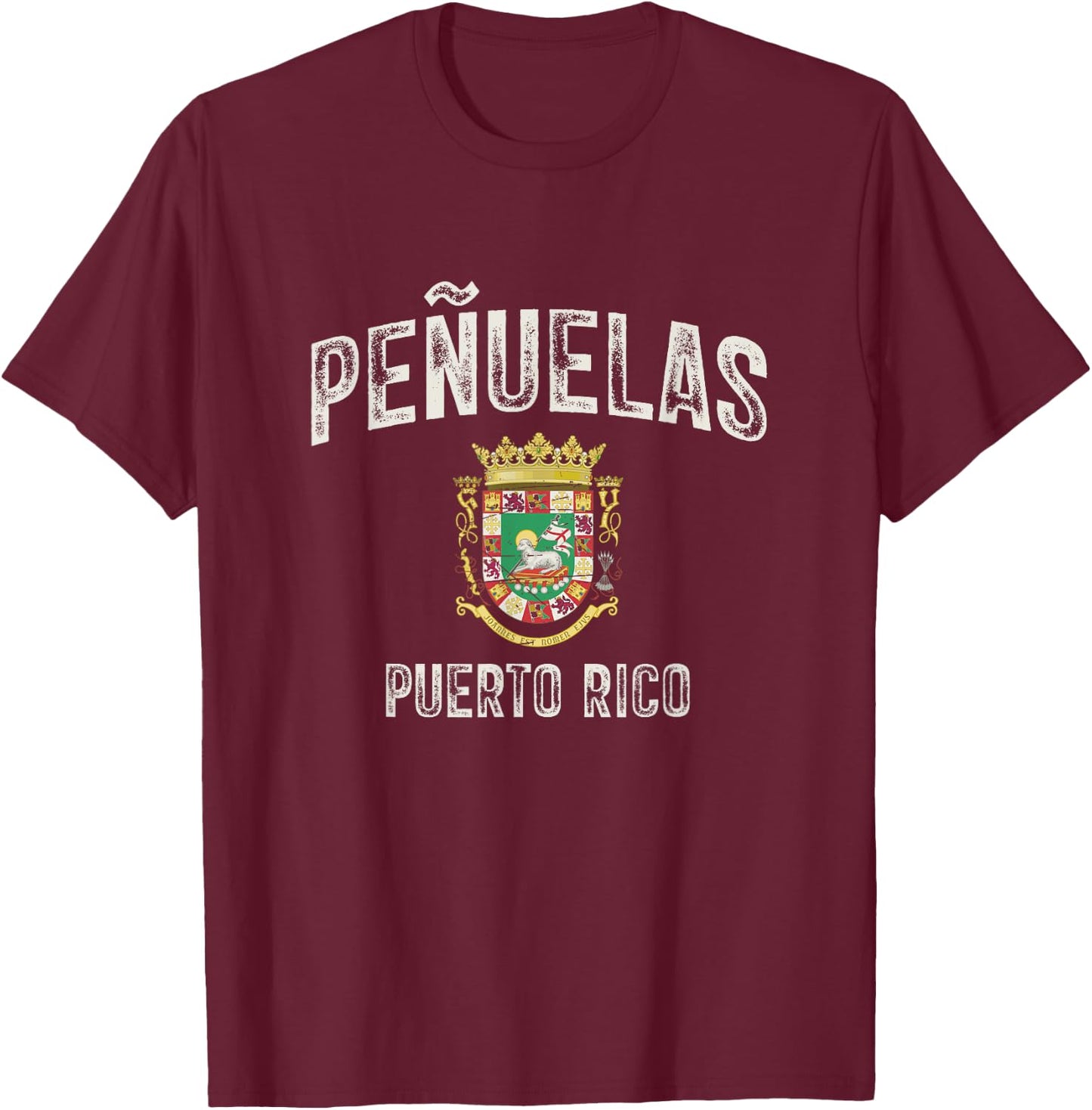 Peñuelas City in Puerto Rico, Puerto Rico Armorial T-Shirt - T-Shirt | Maroon