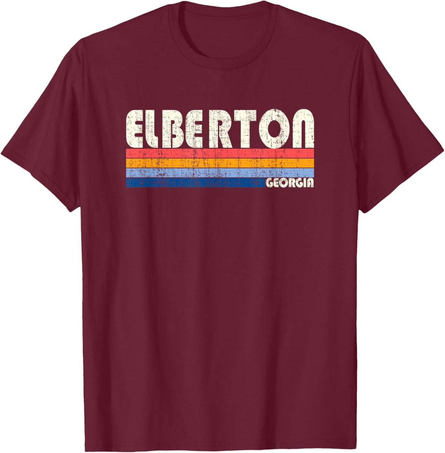 Retro Vintage 70s 80s Style Elberton, GA T-Shirt - T-Shirt | Maroon