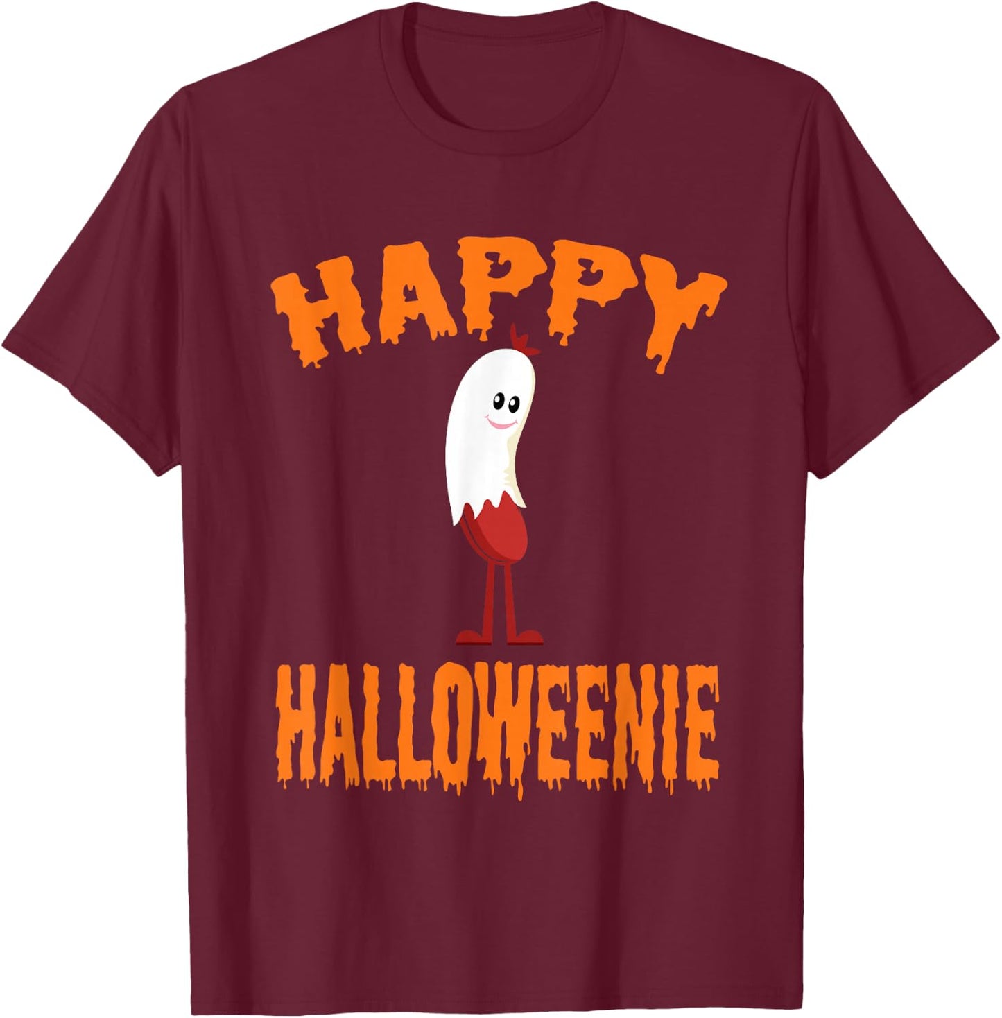 Happy Halloweenie Adult Halloween Humor Joke Hotdog T-Shirt - T-Shirt | Maroon