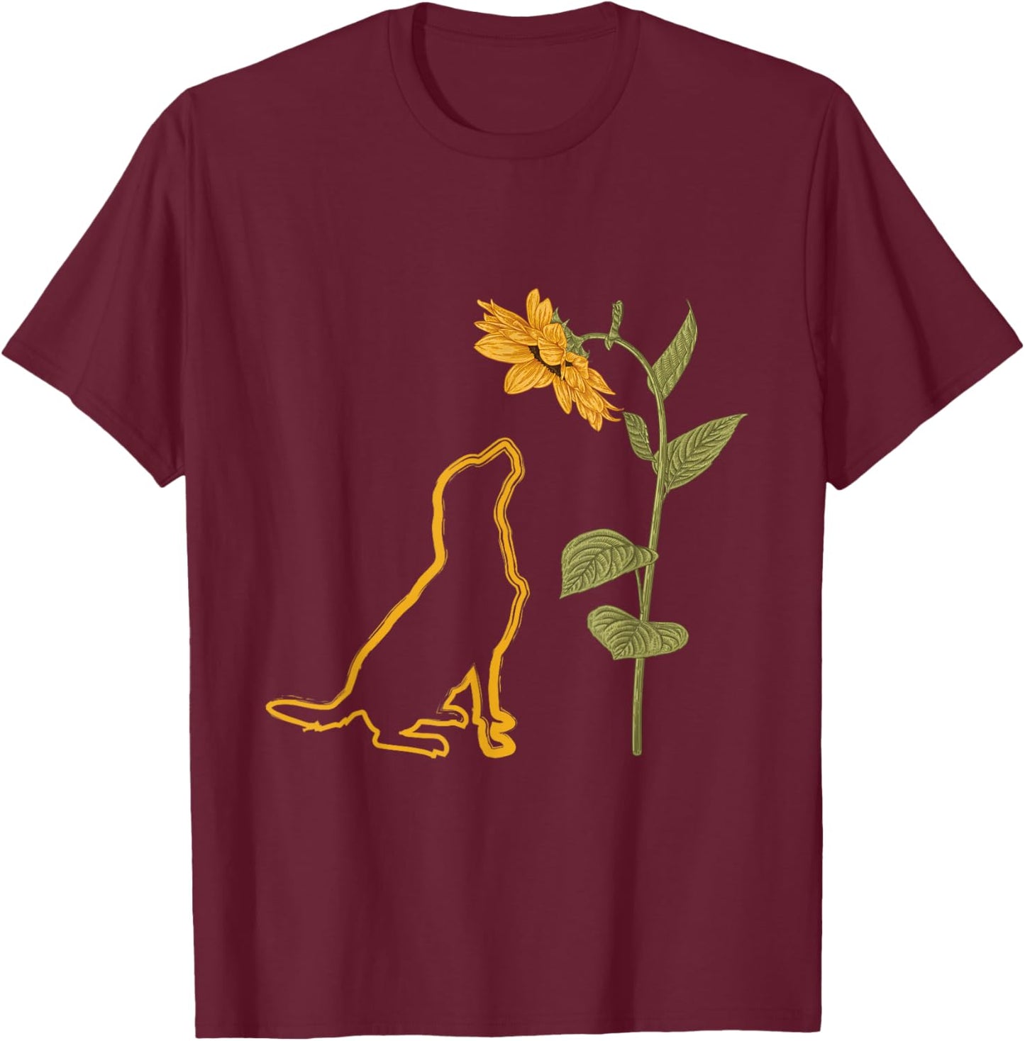 Labrador Retriever Sunflower Dog Puppy Doggie Pet Lover Women Kids T-Shirt - T-Shirt | Maroon