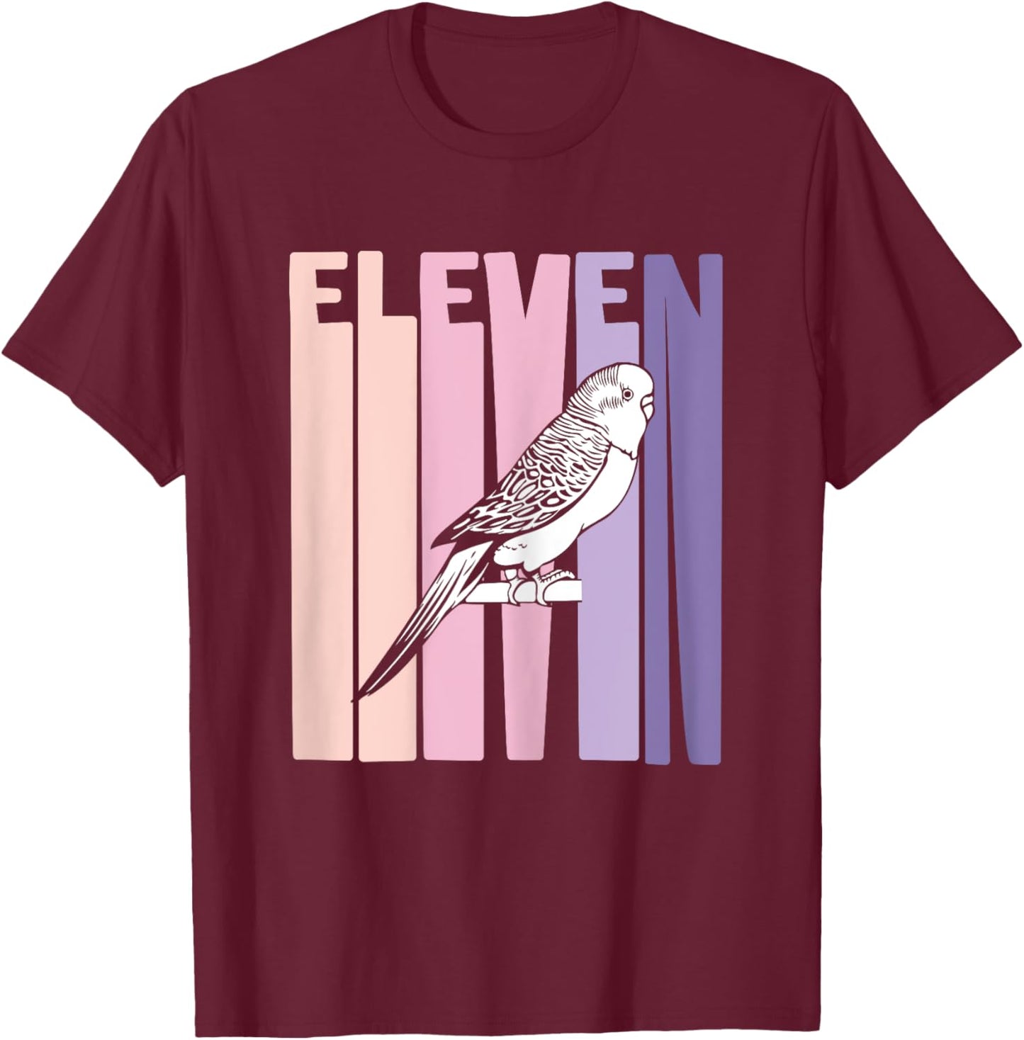 11 Year Old Budgie Parakeet Lover Birthday Girl 11th B-Day T-Shirt - T-Shirt | Maroon
