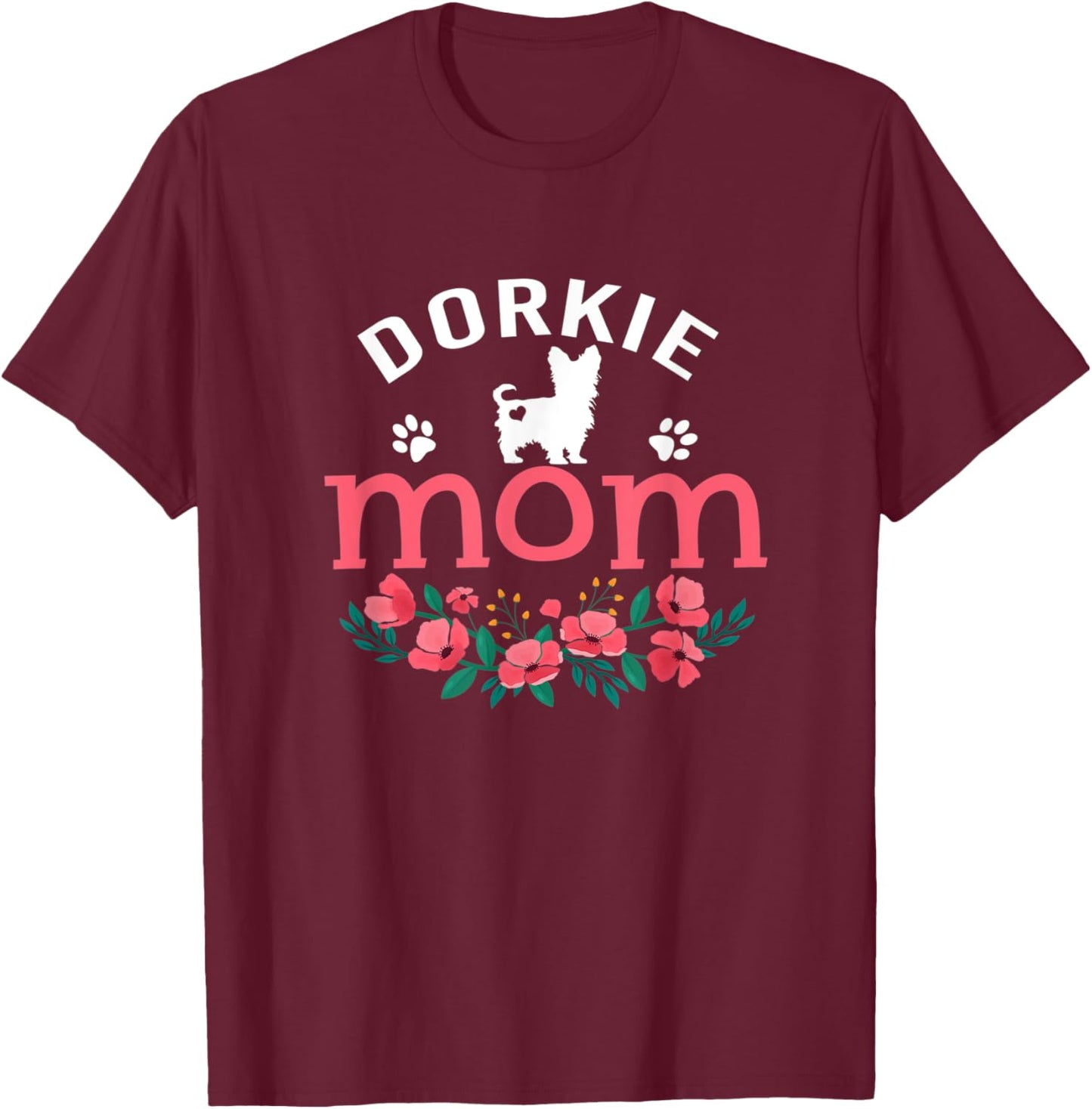 Dorkie Mom Gifts Mama Dorkie Dog Pet Lovers Christmas T-Shirt - T-Shirt | Maroon