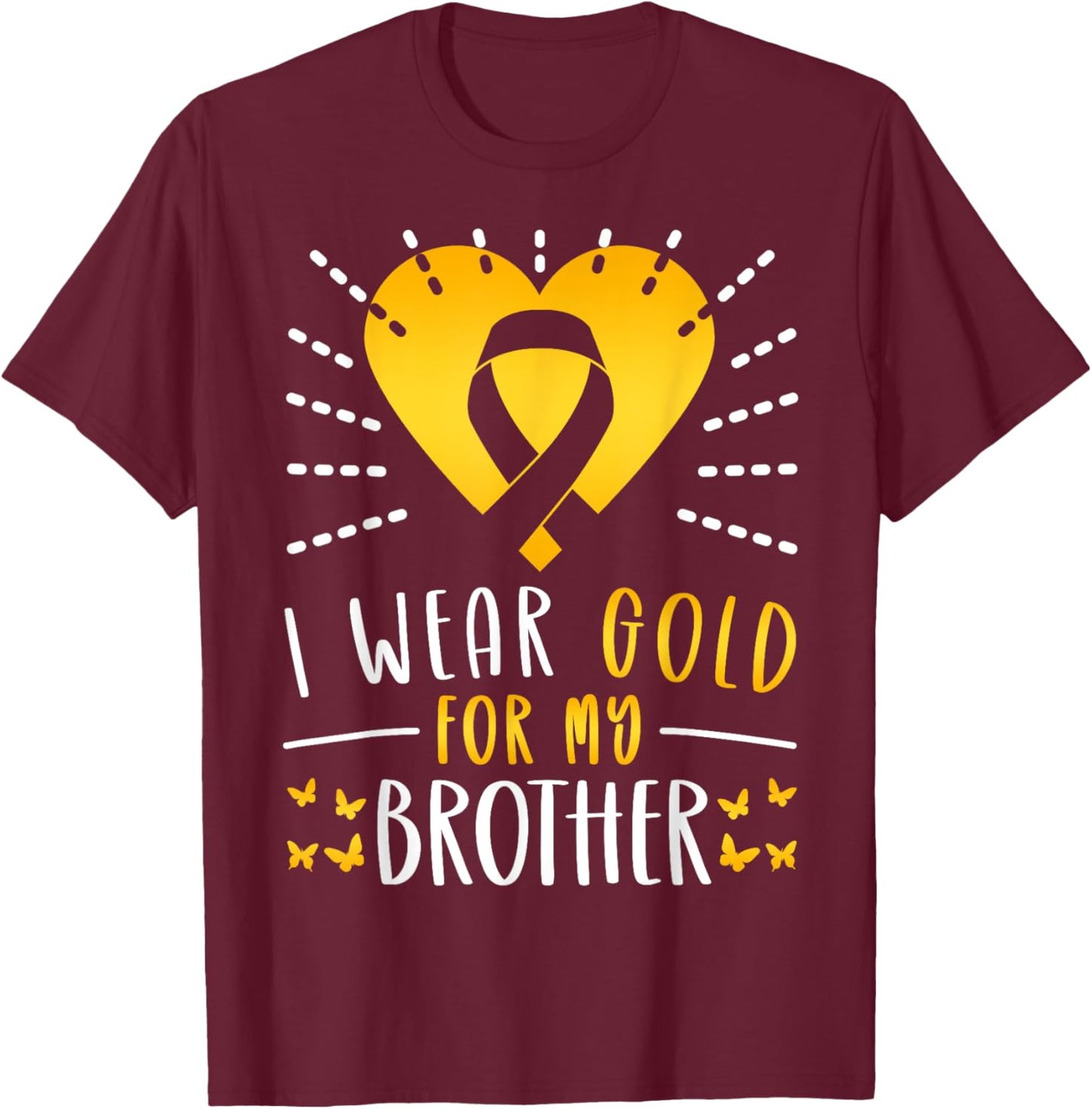 I Wear Gold For My Brother Heart T-Shirt - T-Shirt | Maroon