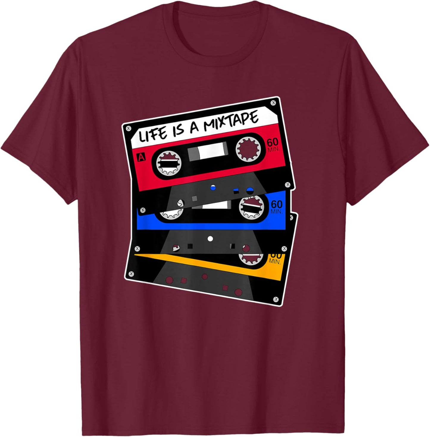 Life is a Mixtape Old School Cassette Tape T-Shirt - T-Shirt | Maroon