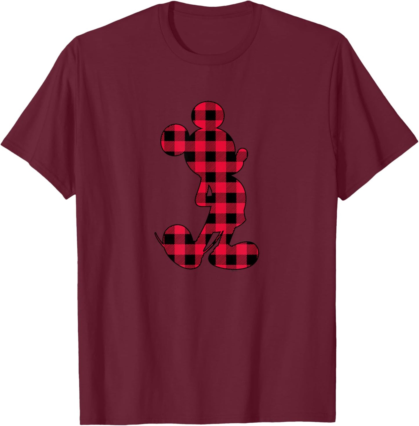Mickey Mouse - Plaid T-Shirt - T-Shirt | Maroon