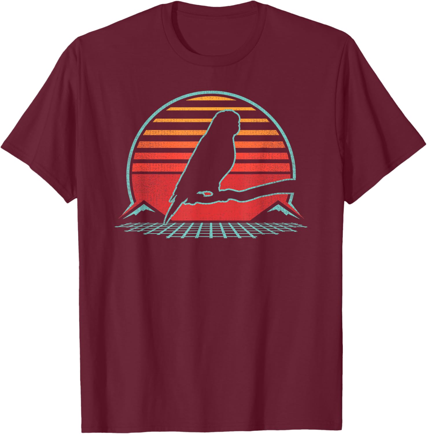 Budgie Budgerigar Pet Bird Retro Parakeet Vintage 80s Style T-Shirt - T-Shirt | Maroon
