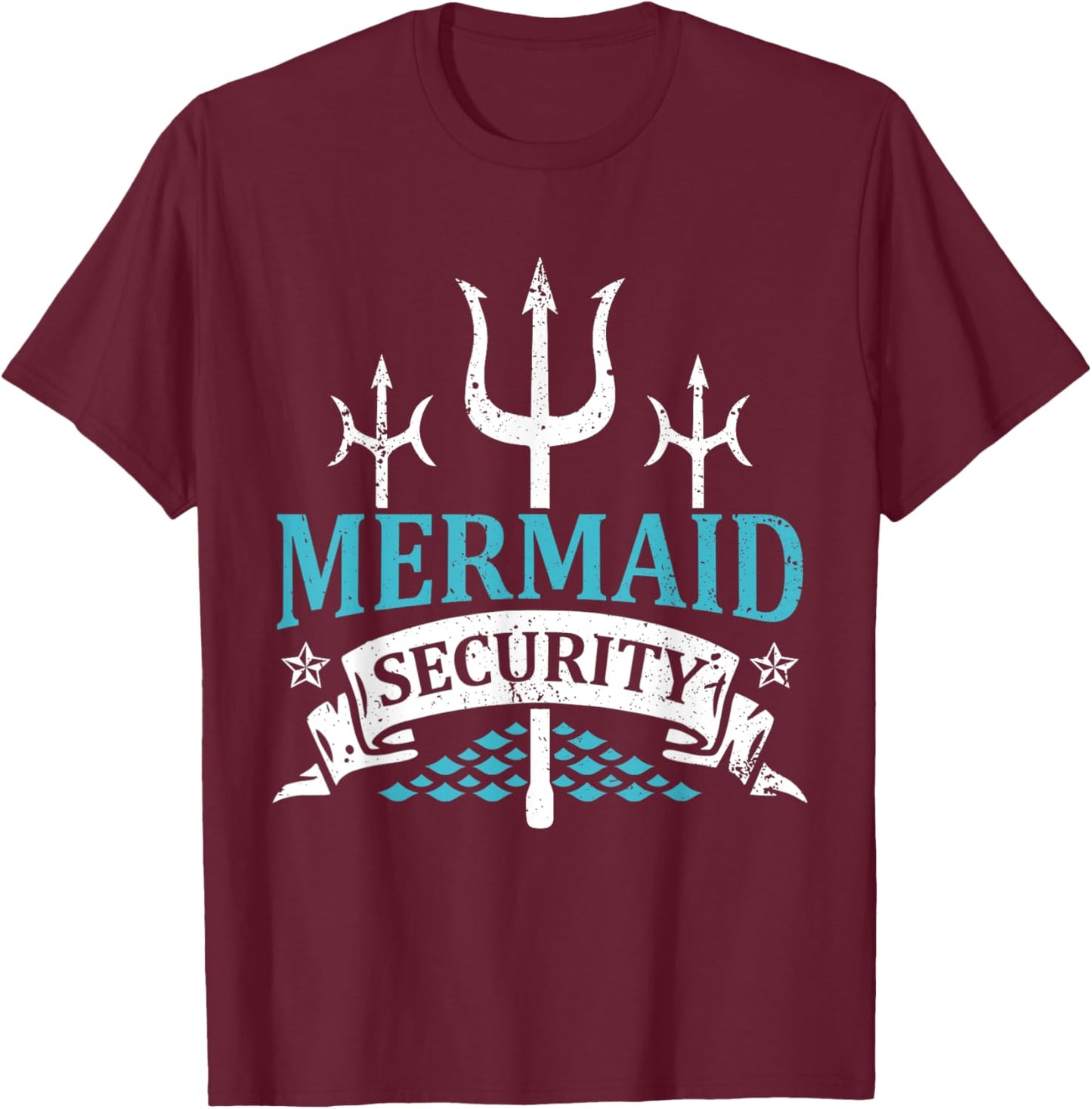 Merman Mermaid Party Swimming Sea Waves - Mermaid Security T-Shirt - T-Shirt | Maroon