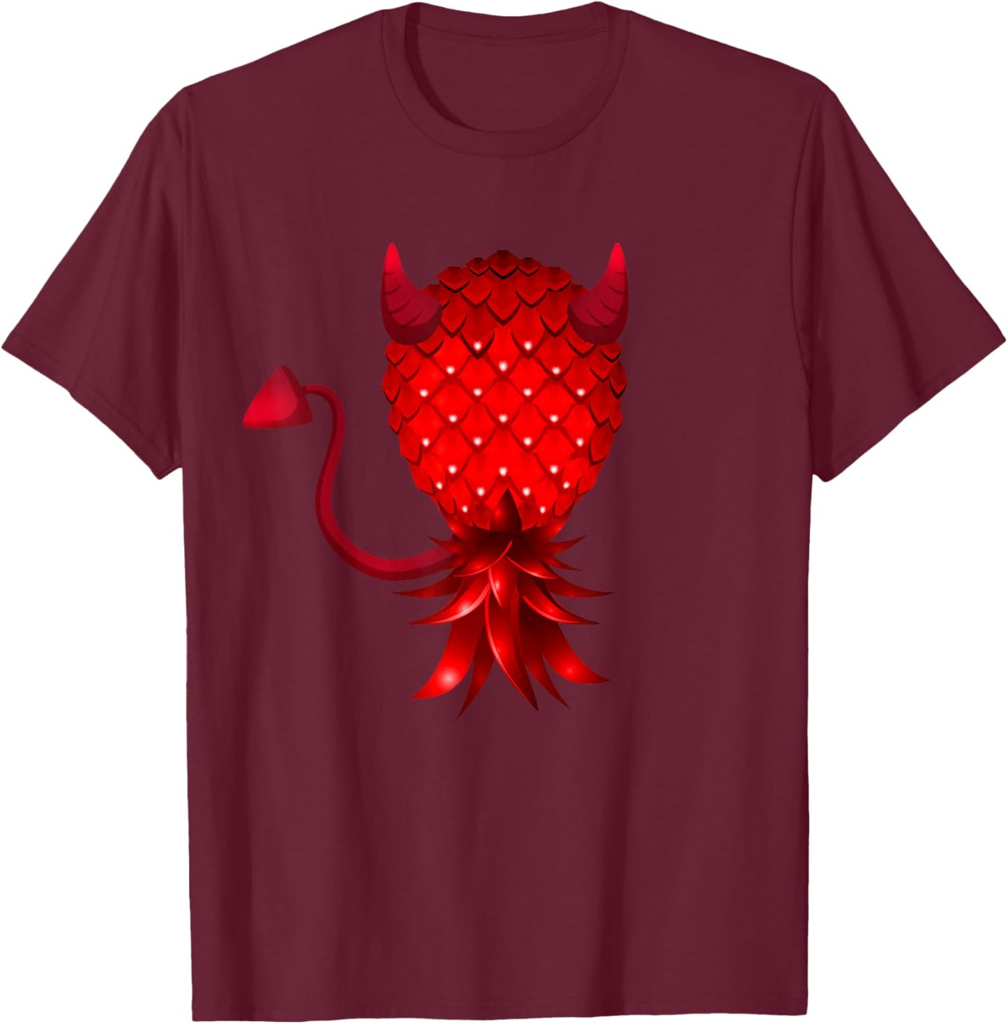 Swinger Upside Down Bad Pineapple Devil Horn T-Shirt - T-Shirt | Maroon