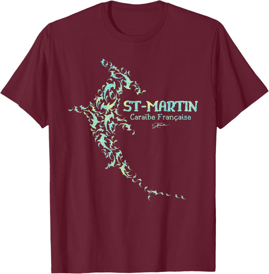 JCombs: Saint-Martin, French Caribbean, Sharks T-Shirt - T-Shirt | Maroon