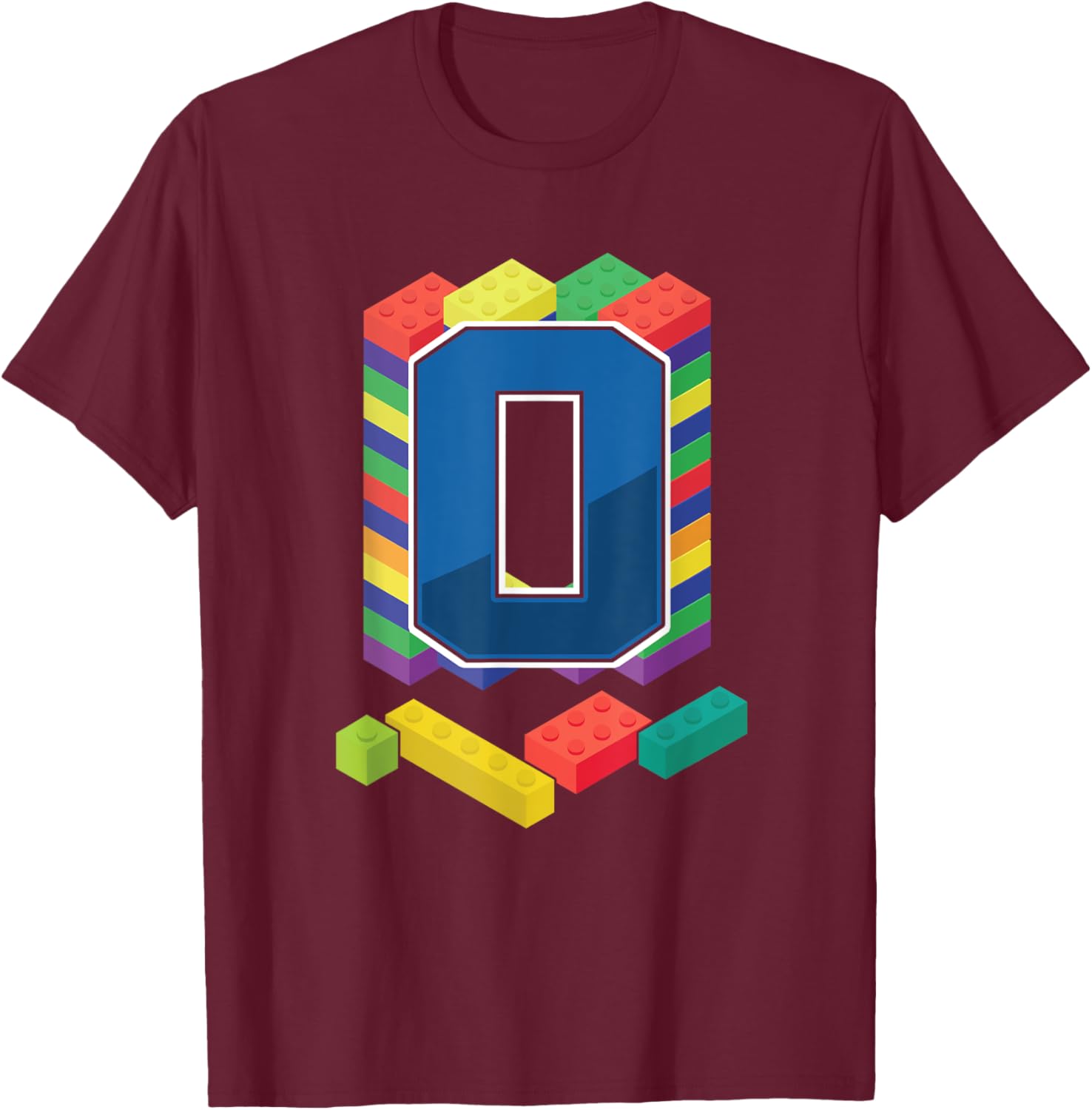 Letter O Master Builder Alphabet Last Name Building Blocks T-Shirt - T-Shirt | Maroon