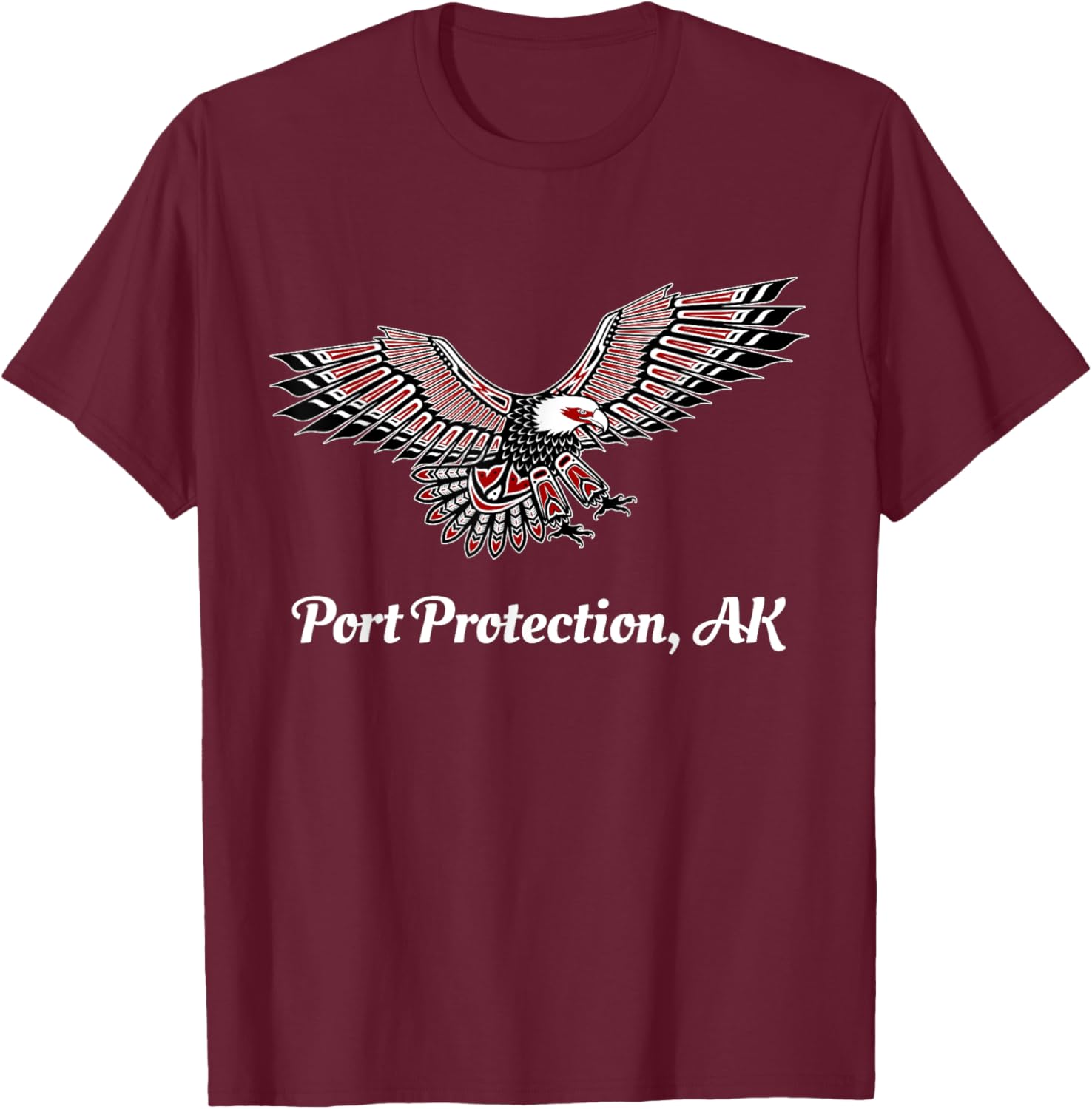 Port Protection, AK Eagle PNW Native American Totem T-Shirt - T-Shirt | Maroon
