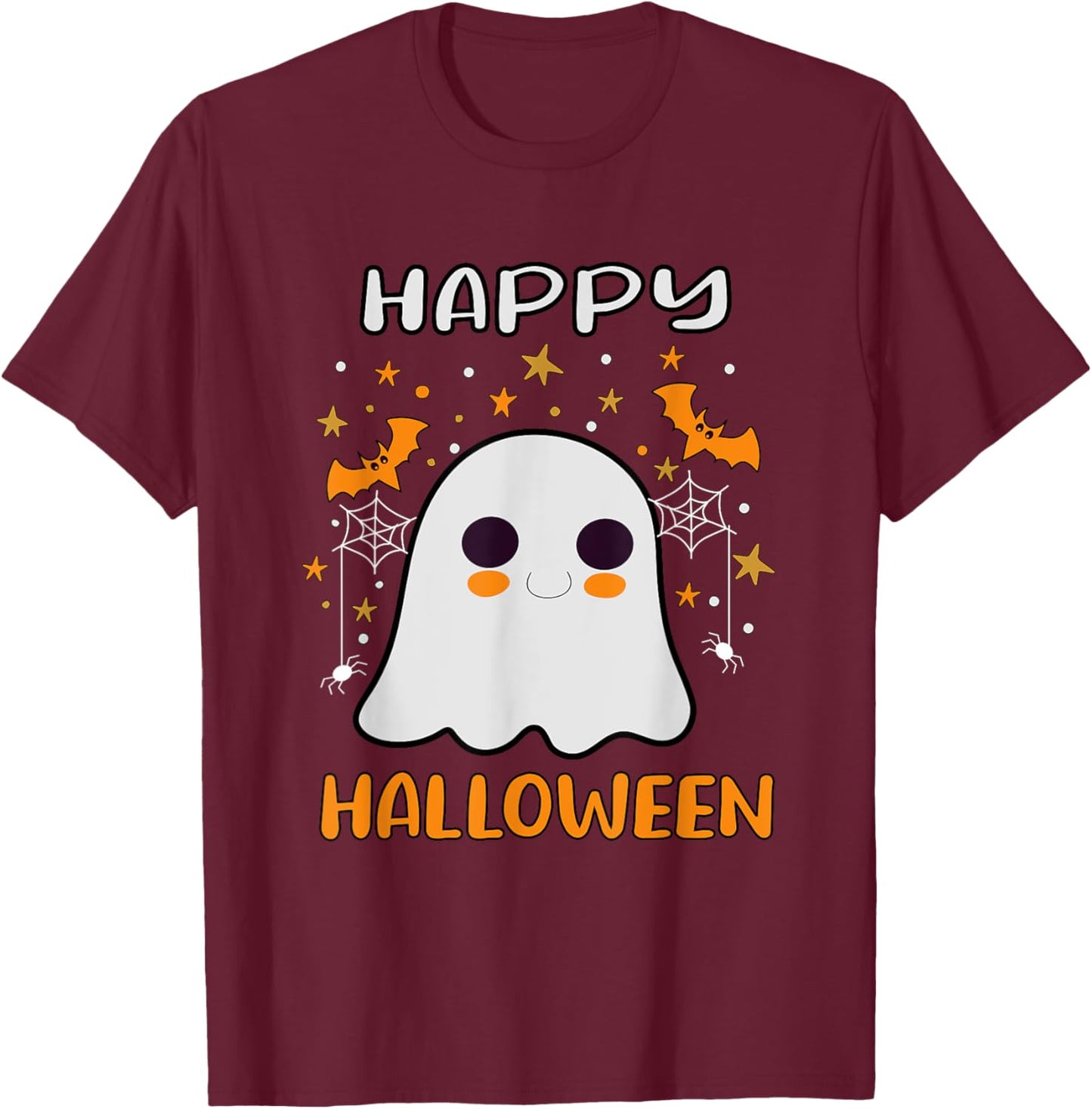 Happy Halloween Funny Halloween Ghost Cute T-Shirt - T-Shirt | Maroon
