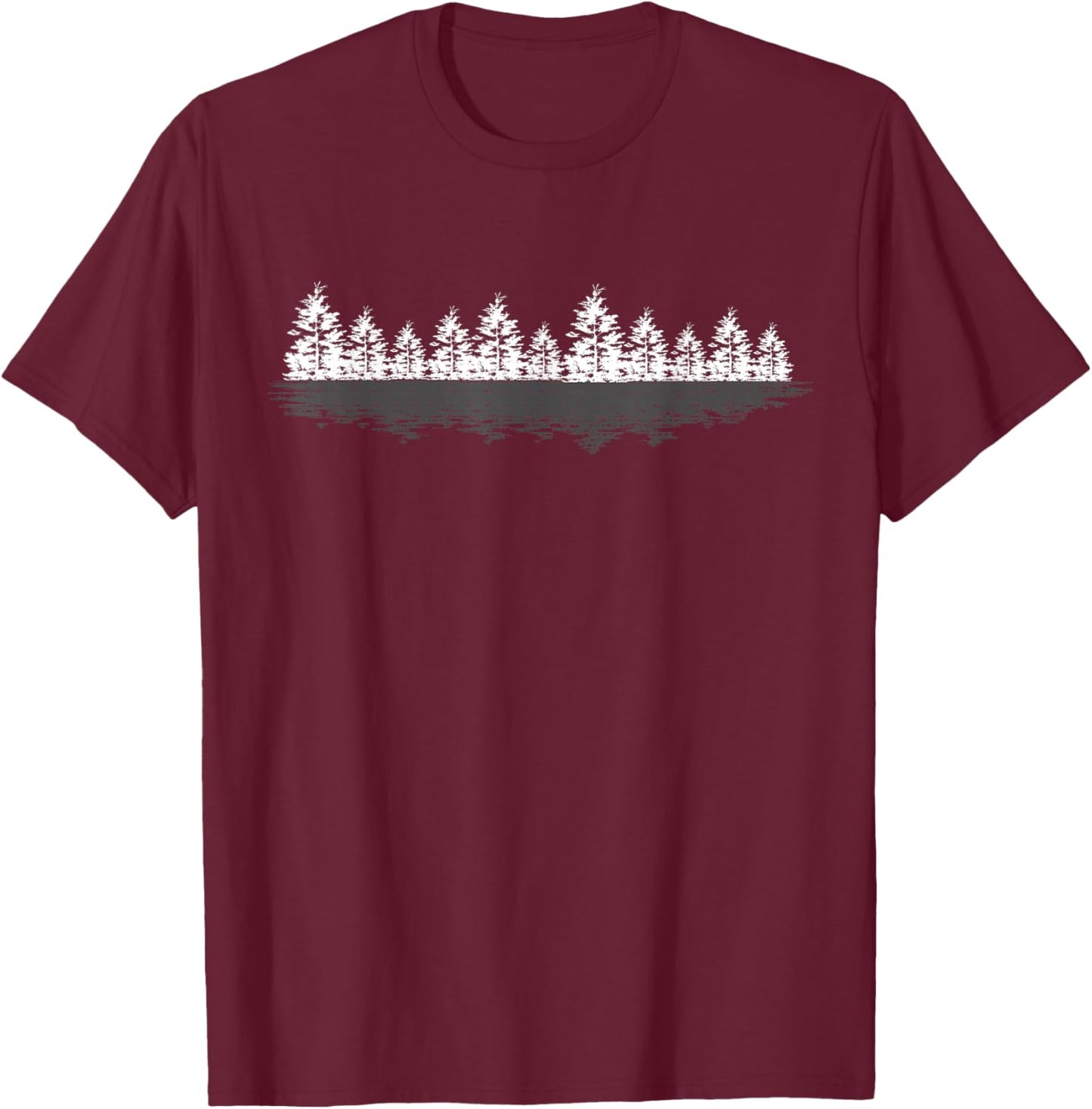 Outdoor Nature Lovers Forest Trees Reflection Nature T-Shirt - T-Shirt | Maroon