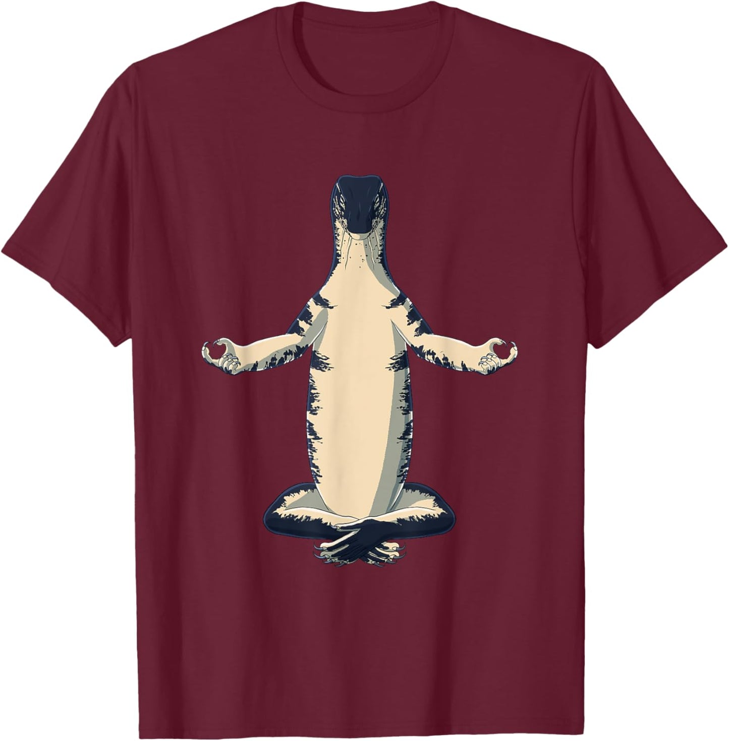 Funny Yoga Reptile Monitor Lizard T-Shirt - T-Shirt | Maroon