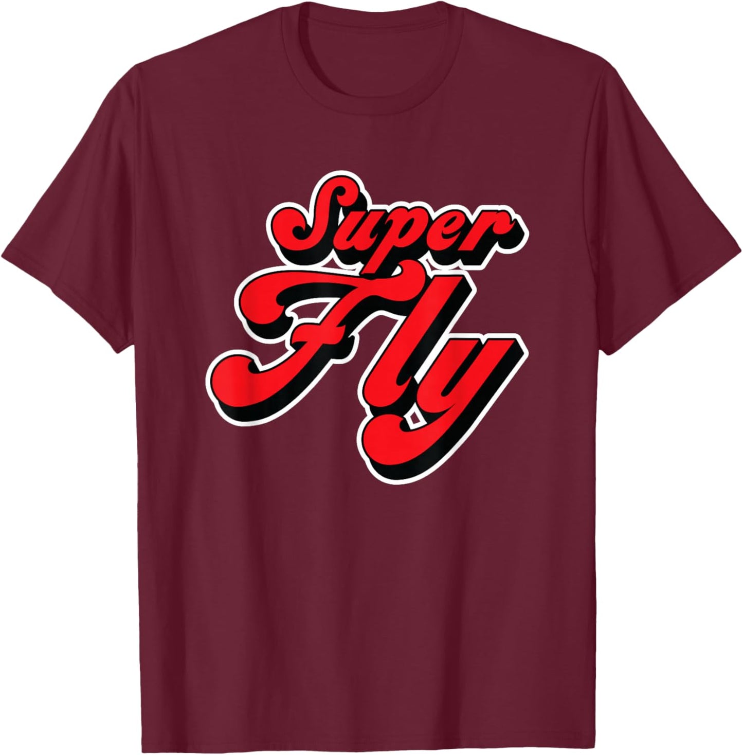 Groovy 1970s Hippie Hipster Super Fly T-Shirt - T-Shirt | Maroon