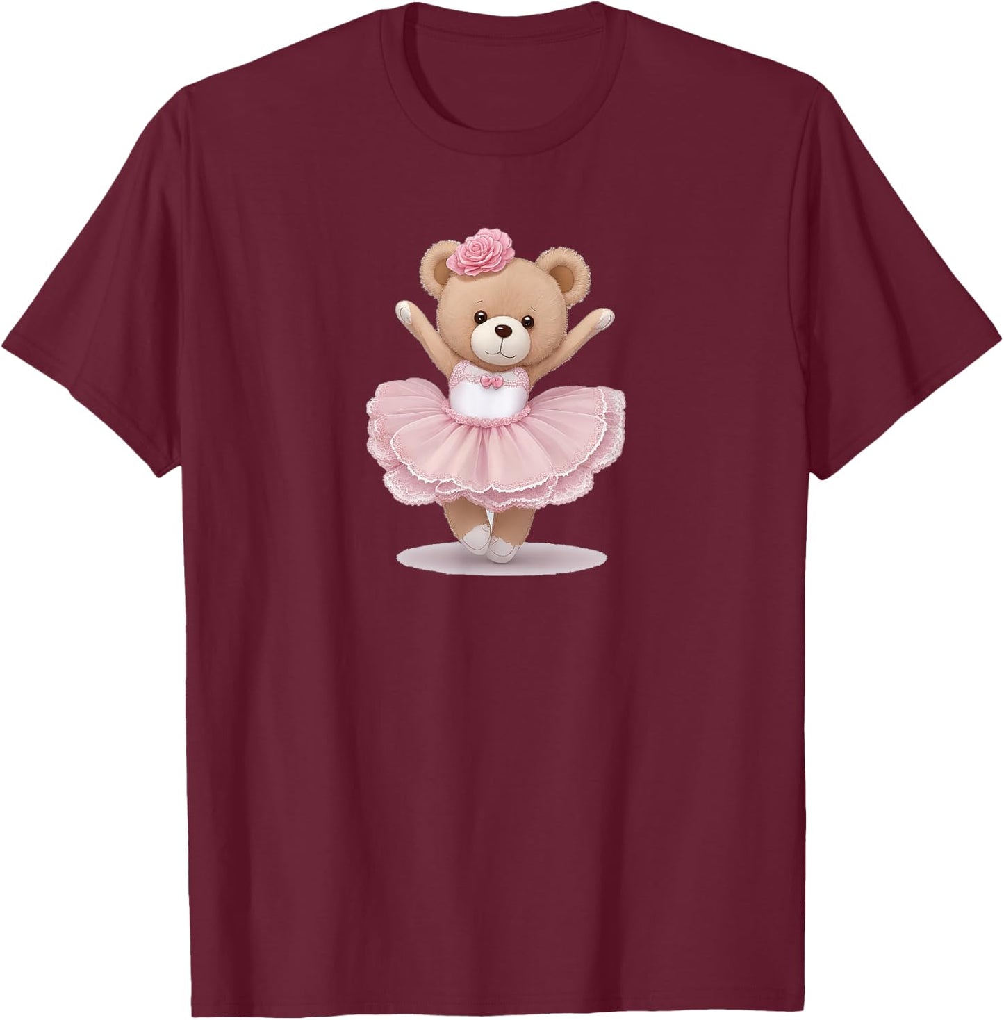 Teddy Bear Ballerina Dancer T-Shirt - T-Shirt | Maroon