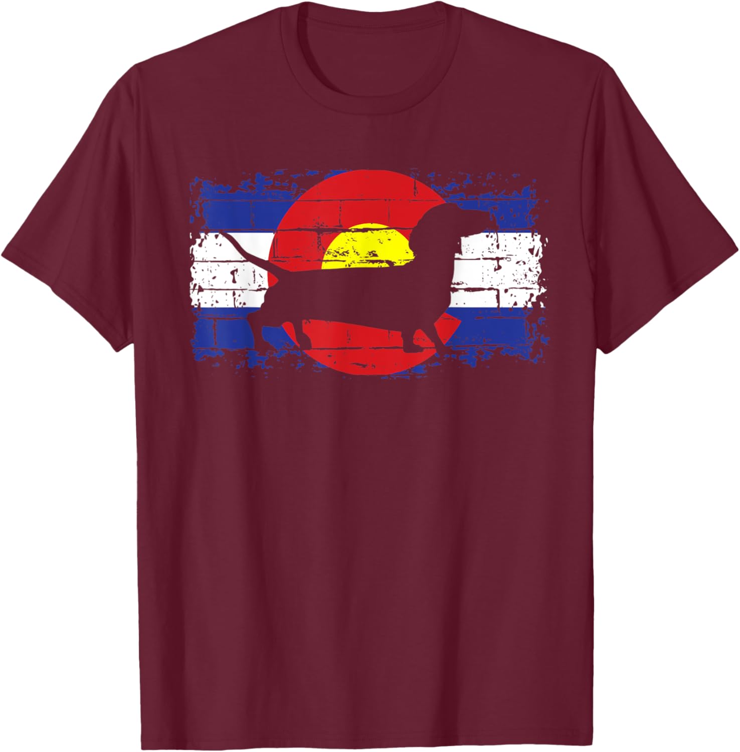 Colorado Flag Dachshund Wiener Dog Lover Pet Owner Doxie Men Women T-Shirt - T-Shirt | Maroon