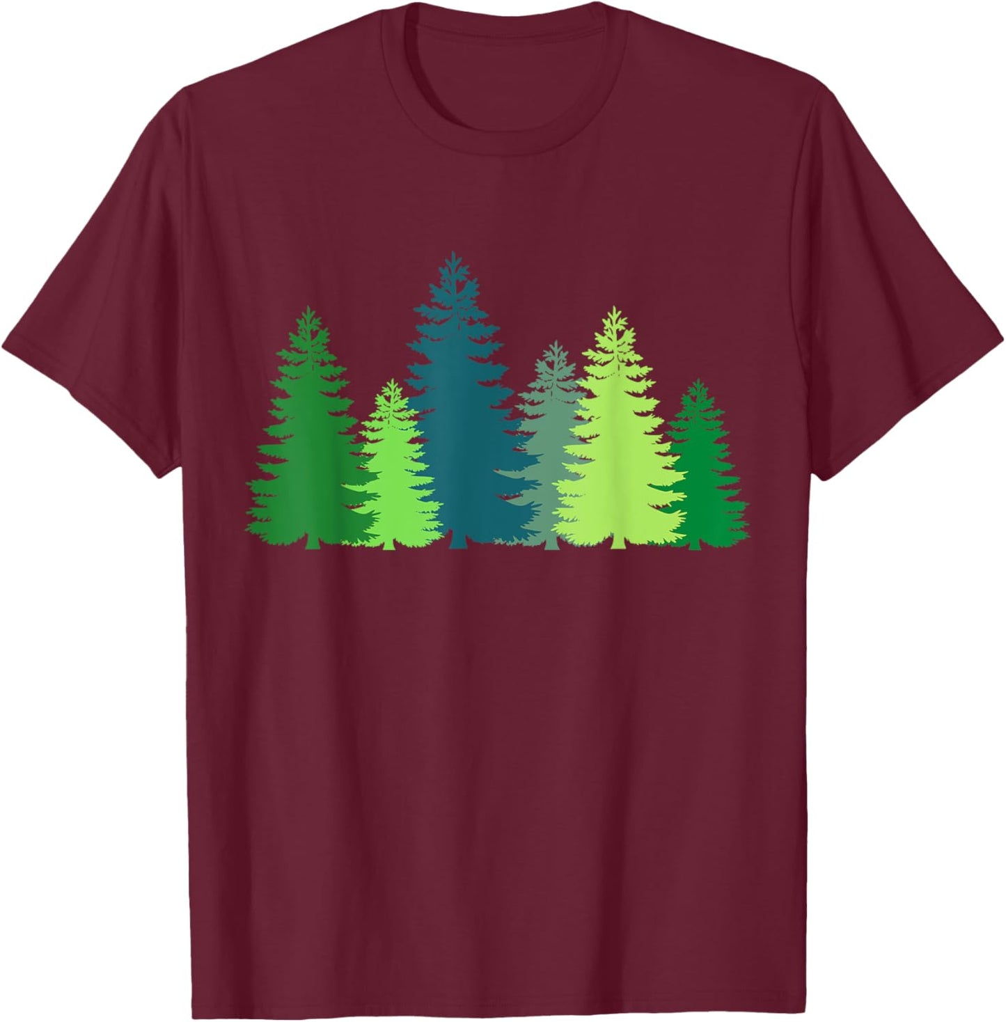 Tree Trees Pine Trees Forest Woods Up North Pines Mountains T-Shirt - T-Shirt | Maroon