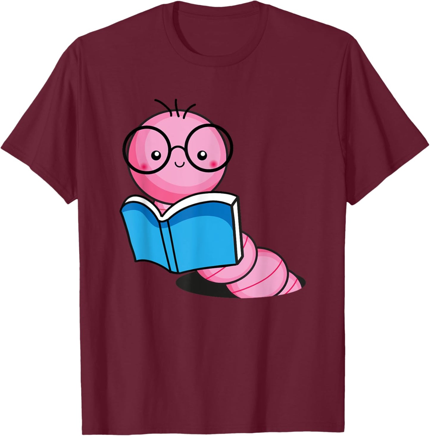 Book Worm Costume World Book Day Cute Kawaii Worm Reading T-Shirt - T-Shirt | Maroon