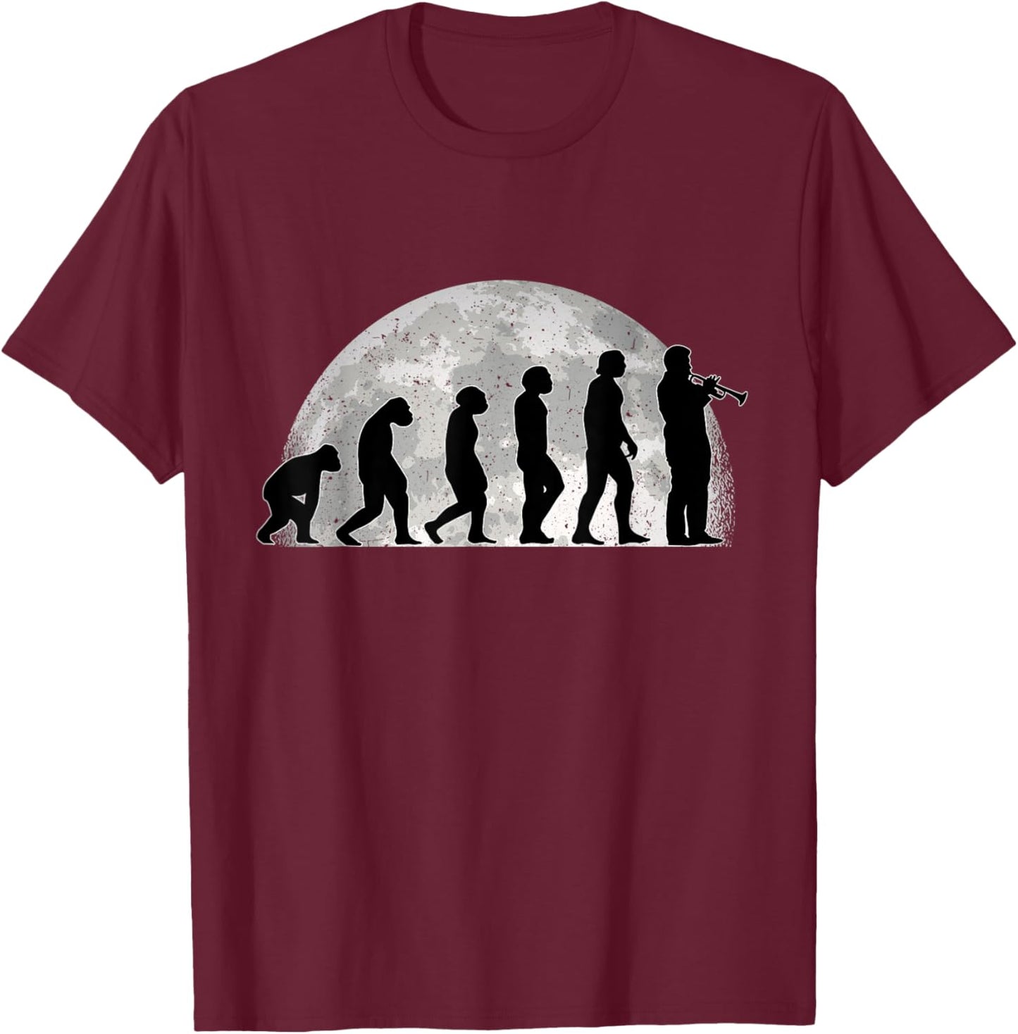 Trumpet Evolution Moon Trumpeter Jazz Music T-Shirt - T-Shirt | Maroon