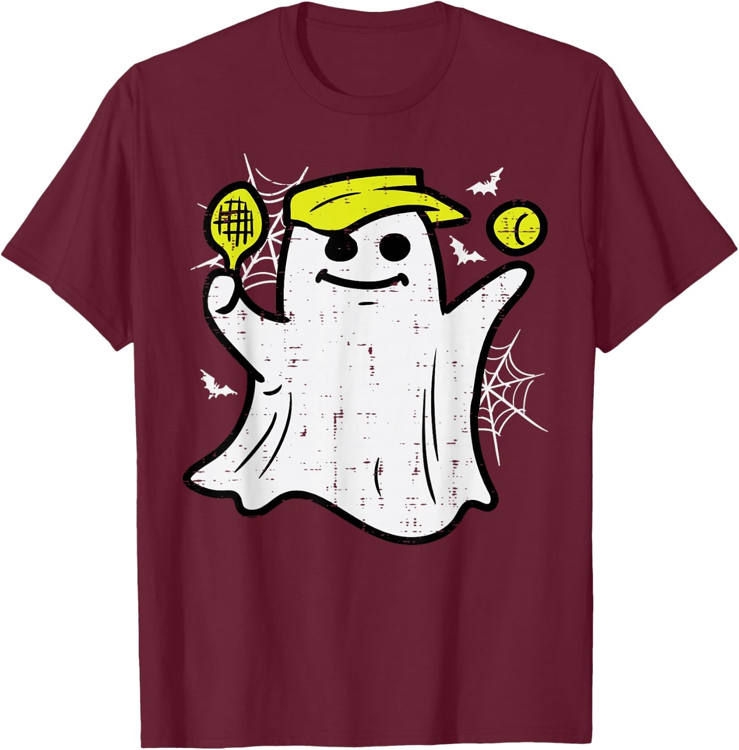 Halloween Pickle Ball Ghost Pickleball Costume Men Women Kid T-Shirt - T-Shirt | Maroon