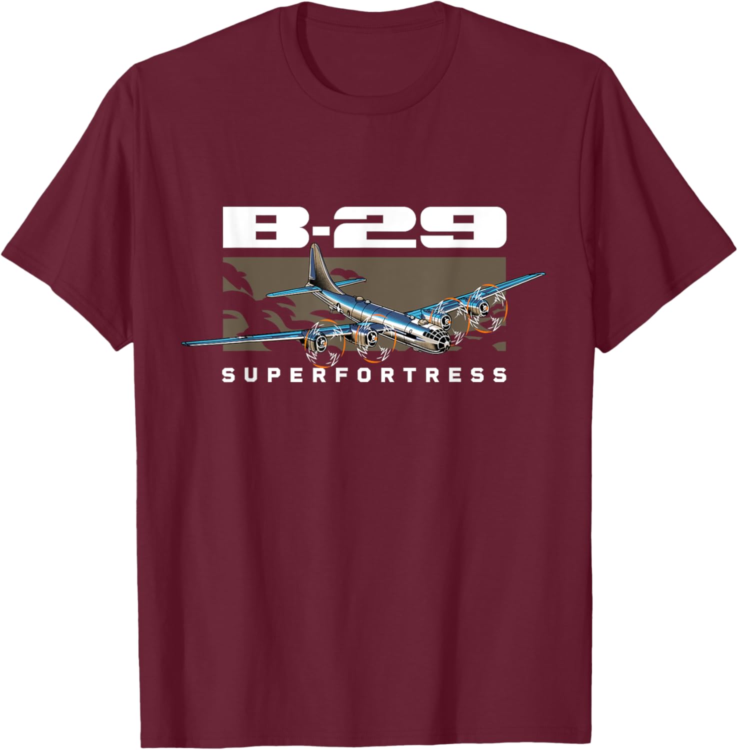 USA Military Warbird Airplane B29 Superfortress T-Shirt - T-Shirt | Maroon