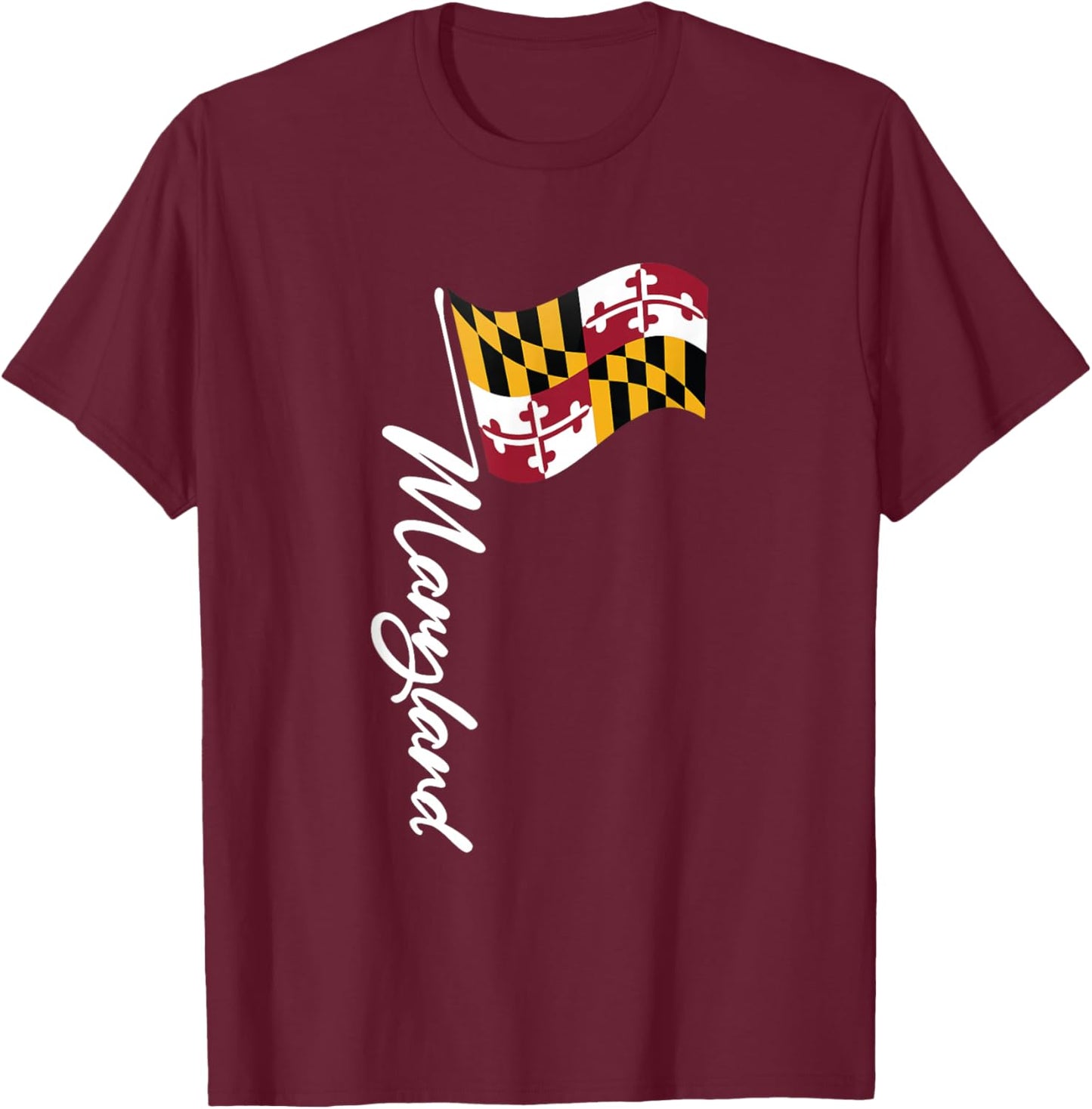 Maryland Signature Flag Pole - Elegant Marylander Flag T-Shirt - T-Shirt | Maroon